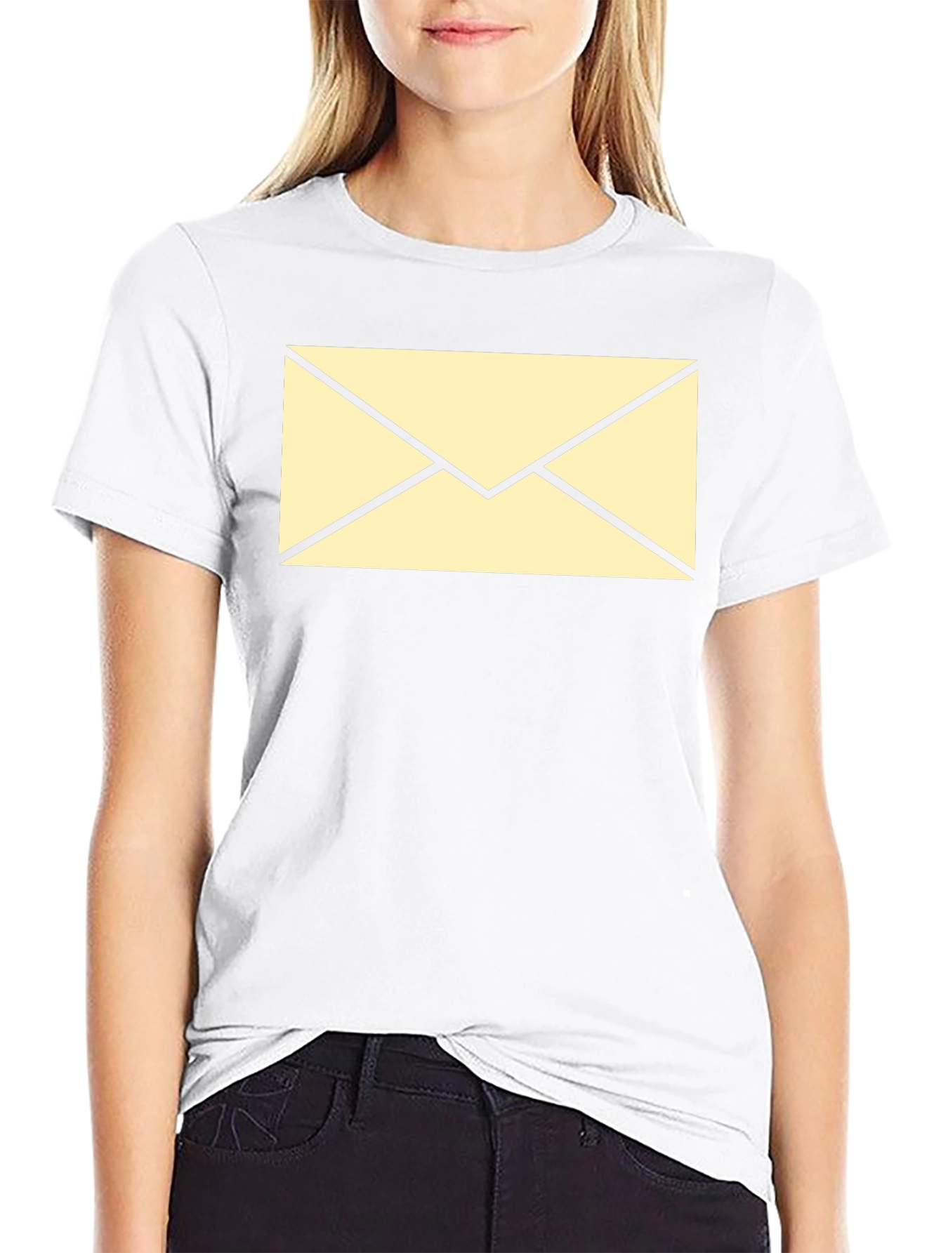 Black T-Shirt with Envelope Graphic