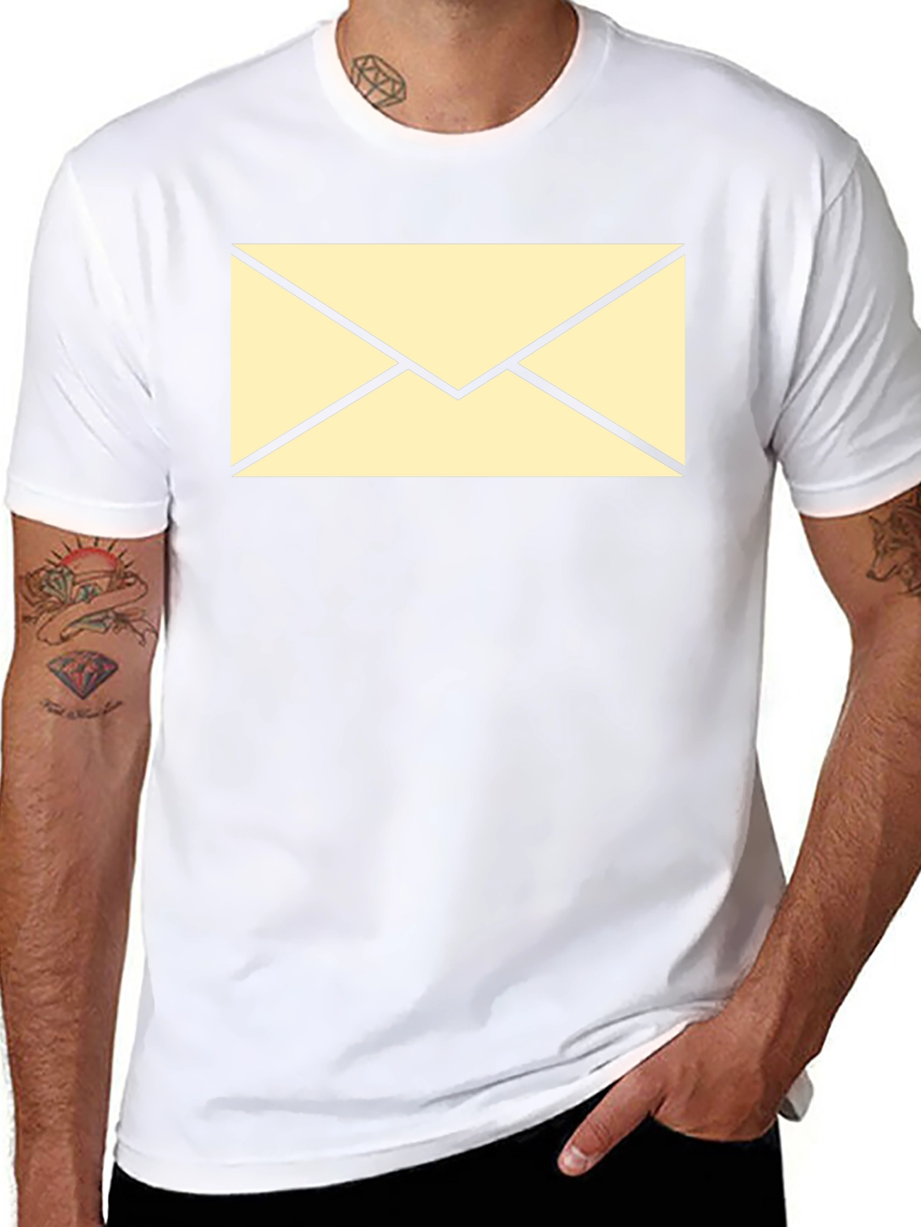 Black T-Shirt with Envelope Graphic