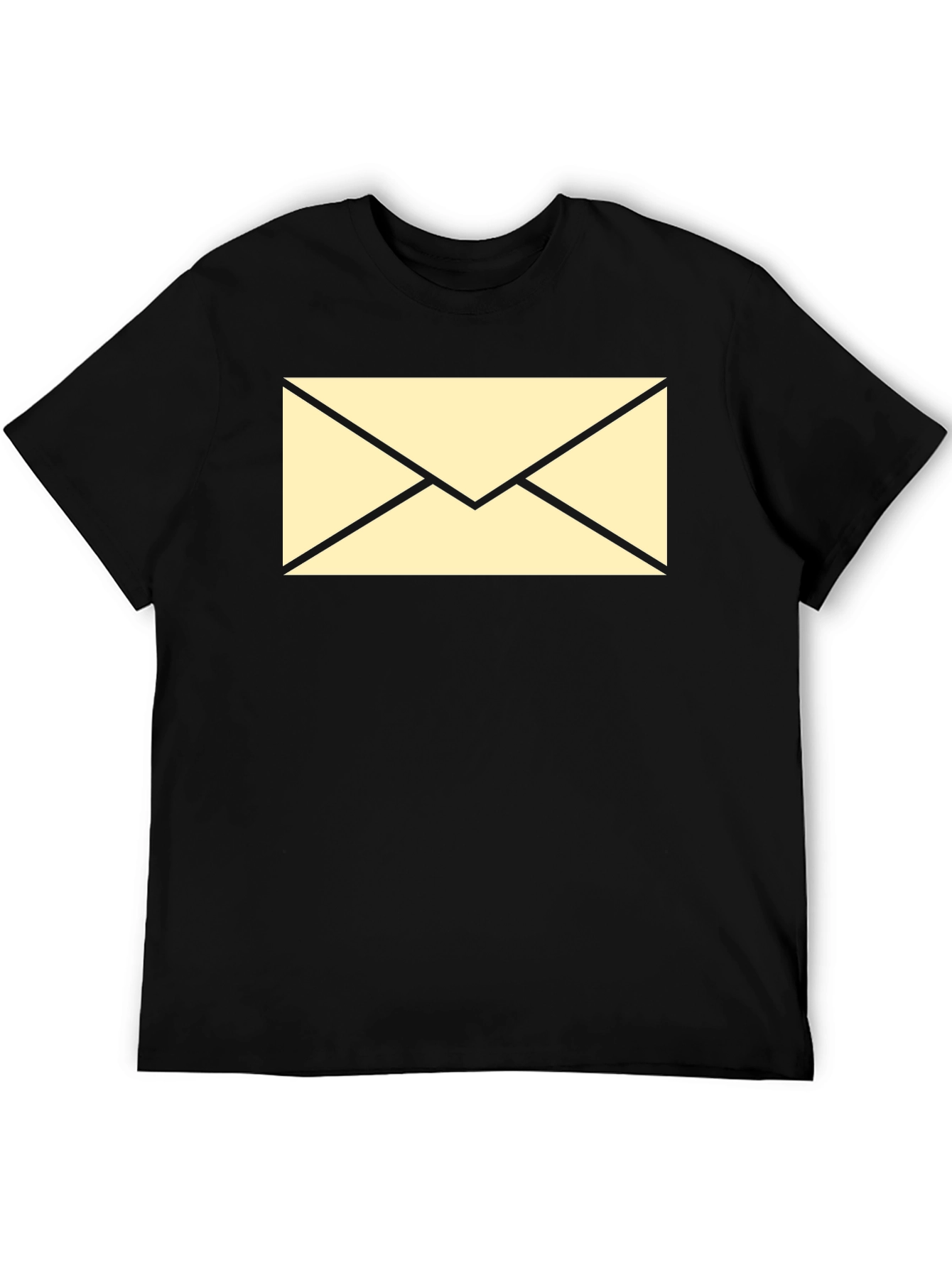 Black T-Shirt with Envelope Graphic