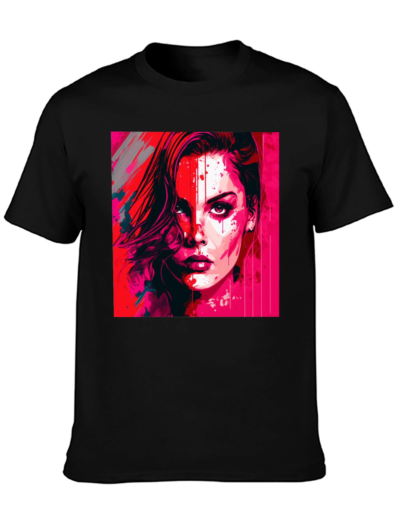 Vibrant Woman Graphic Tee - Modern Art Shirt
