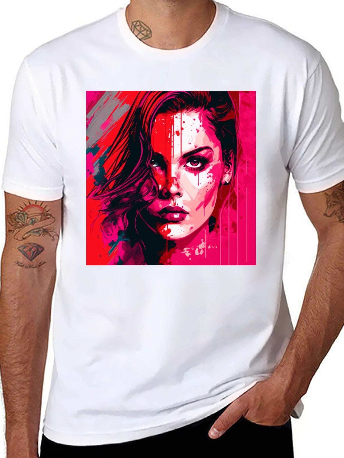Vibrant Woman Graphic Tee - Modern Art Shirt