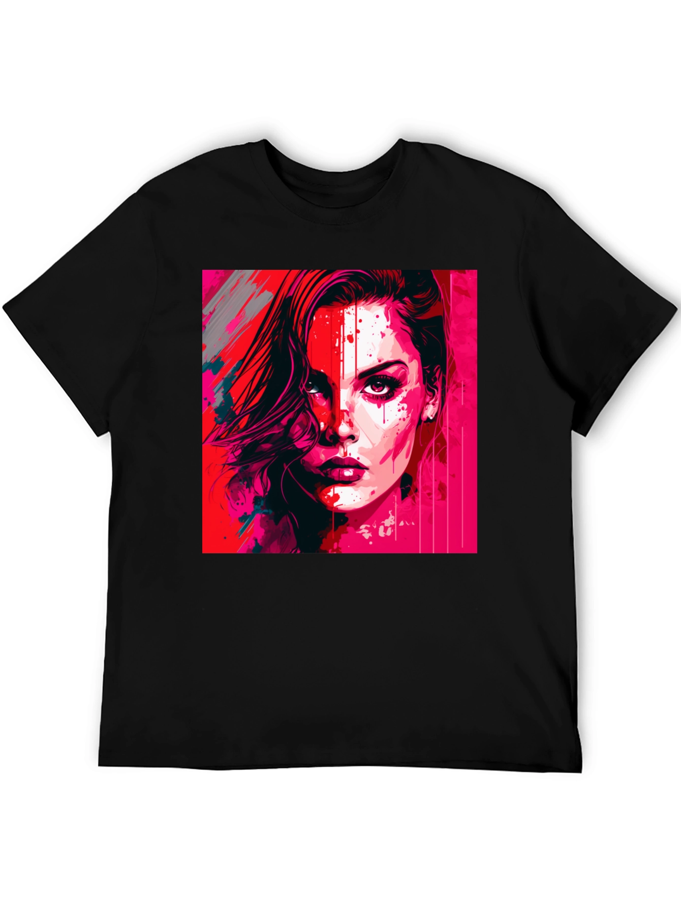 Vibrant Woman Graphic Tee - Modern Art Shirt