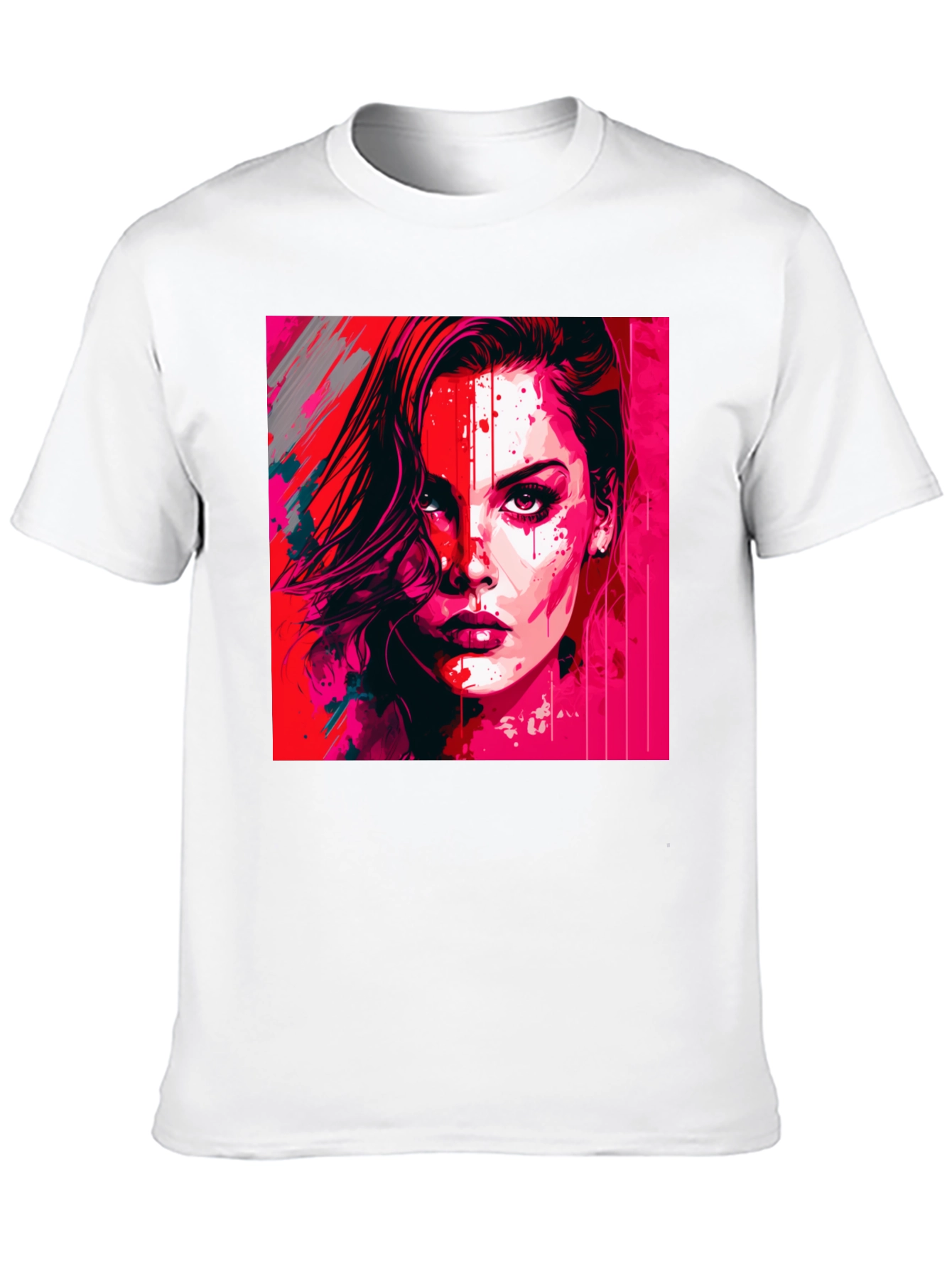 Vibrant Woman Graphic Tee - Modern Art Shirt