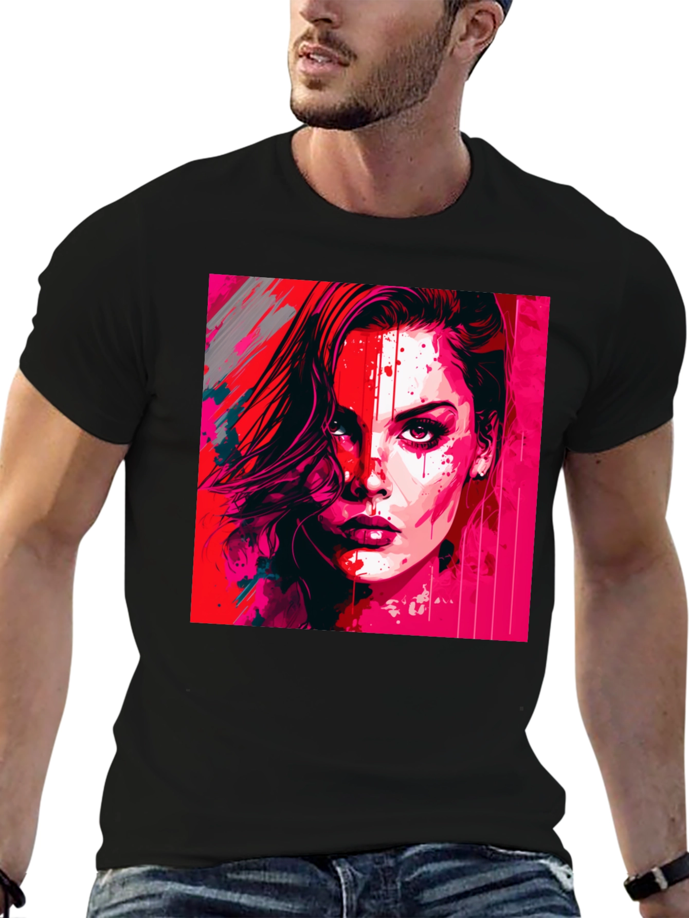 Vibrant Woman Graphic Tee - Modern Art Shirt