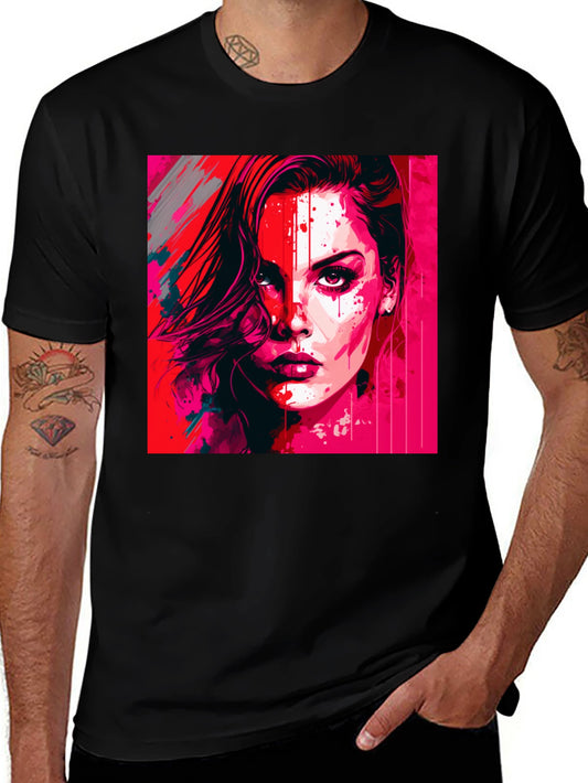 Vibrant Woman Graphic Tee - Modern Art Shirt
