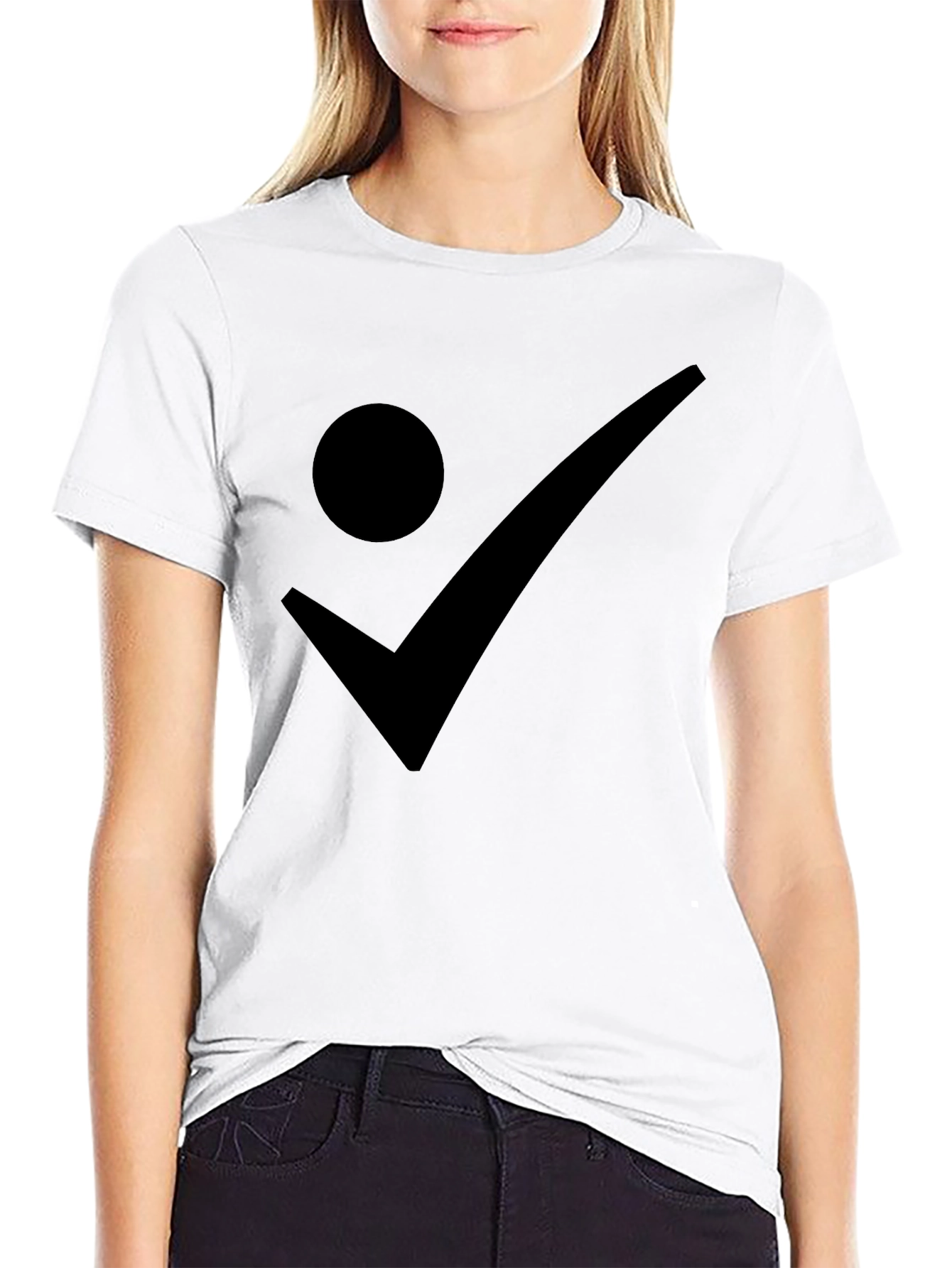 Modern Checkmark Dot Black Graphic Tee