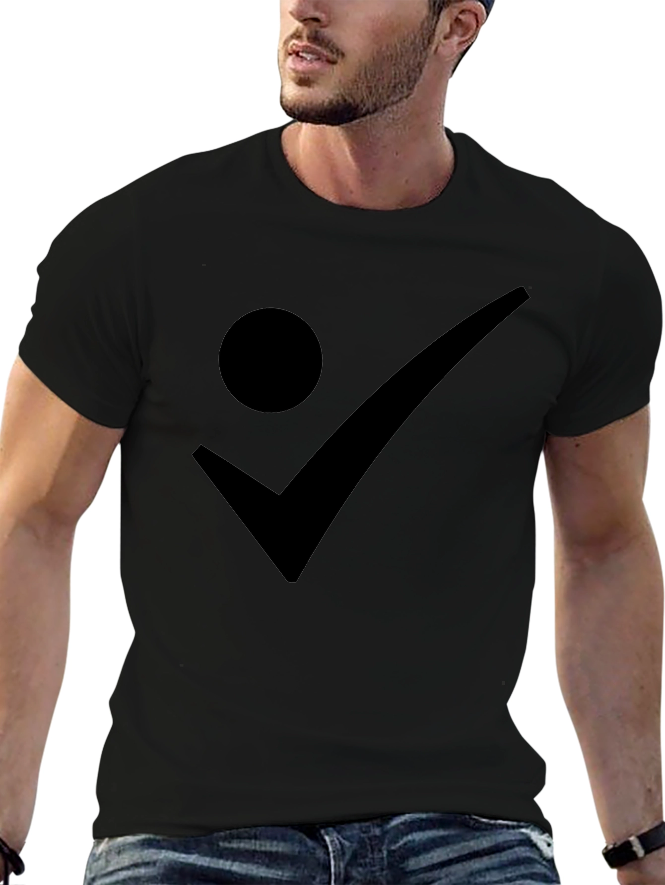 Modern Checkmark Dot Black Graphic Tee