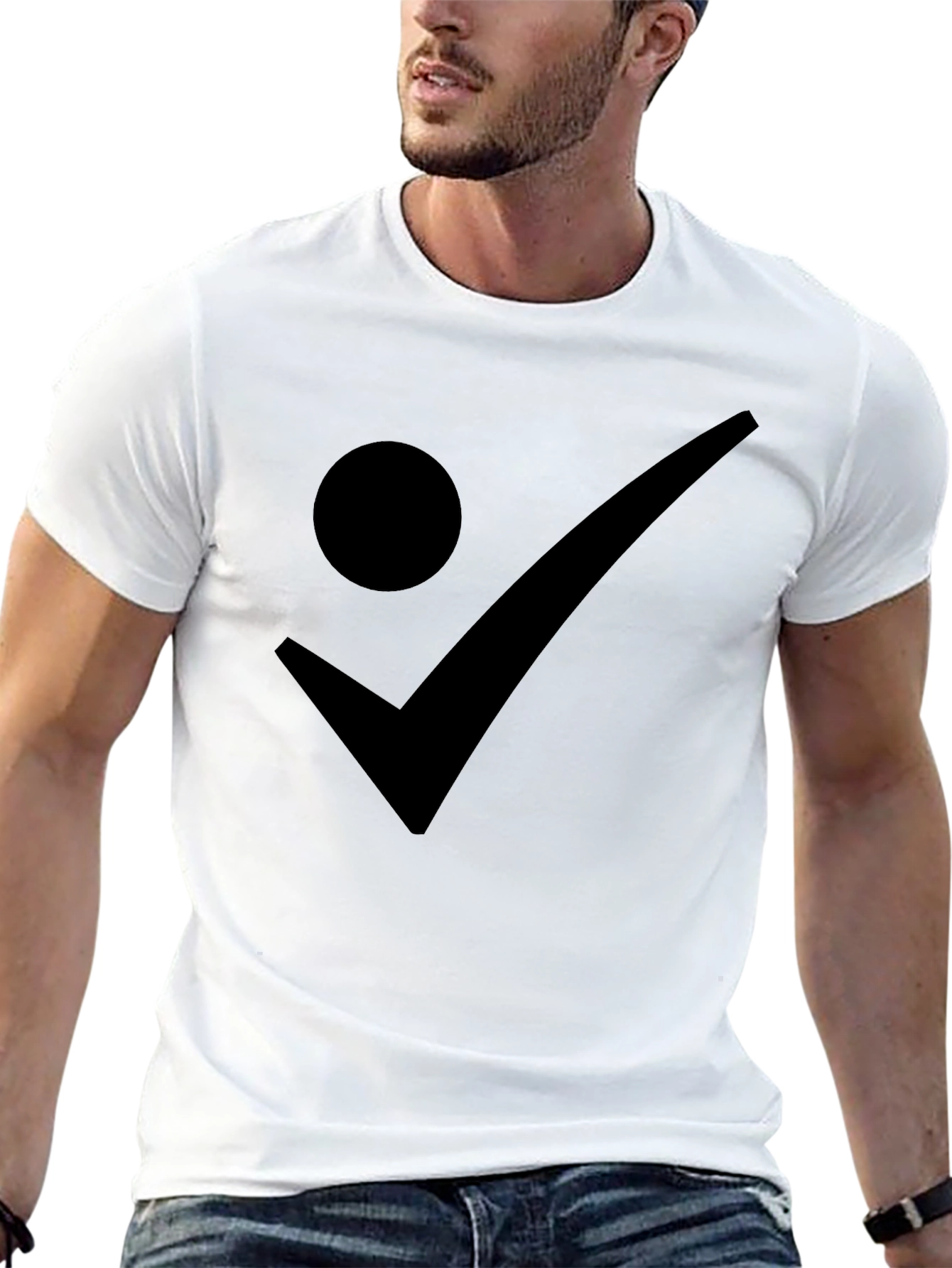 Modern Checkmark Dot Black Graphic Tee