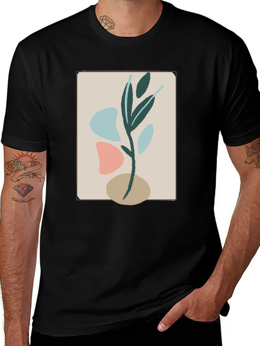 Abstract Botanical Graphic Tee - Modern Art Shirt