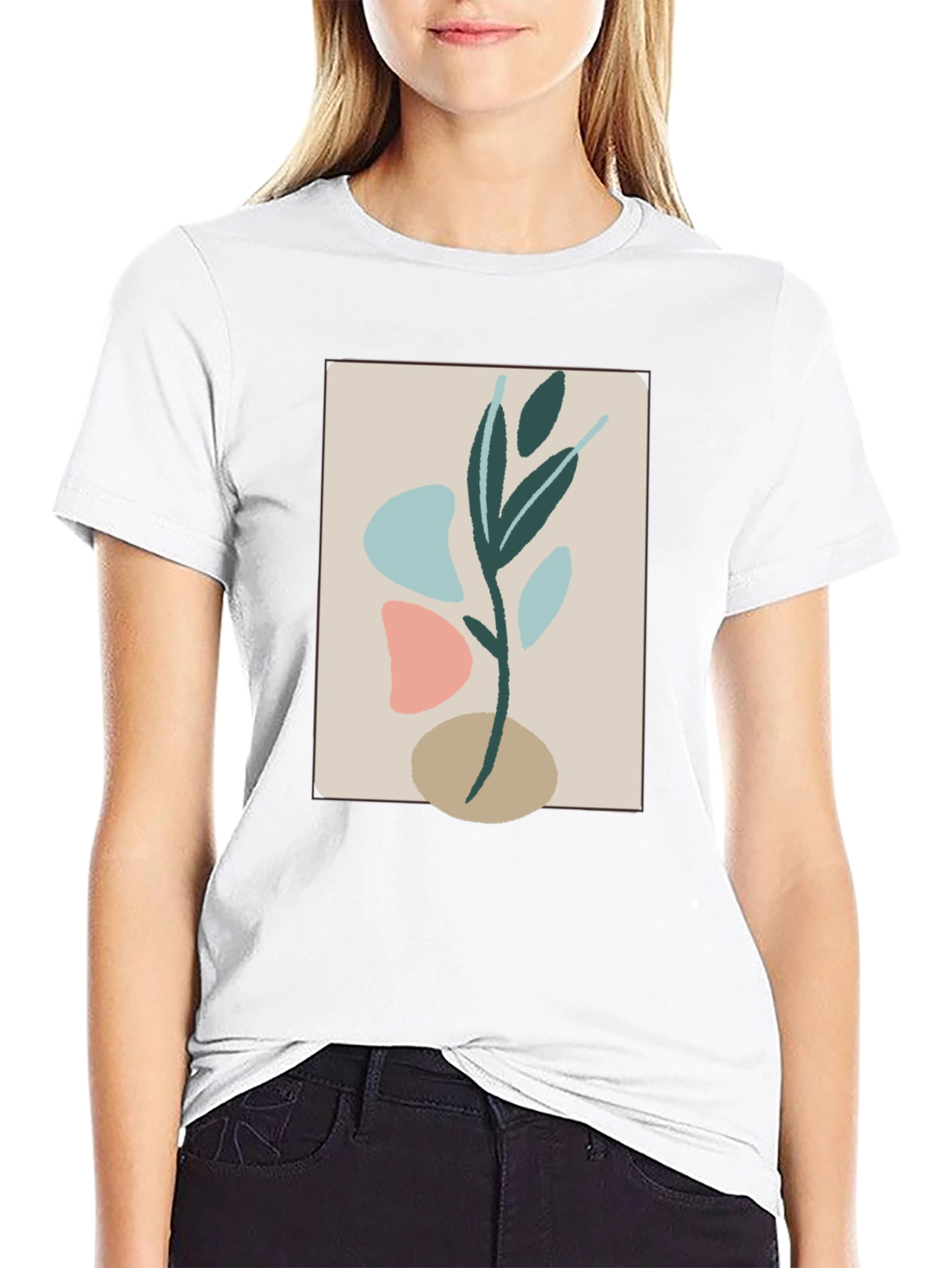 Abstract Botanical Graphic Tee - Modern Art Shirt