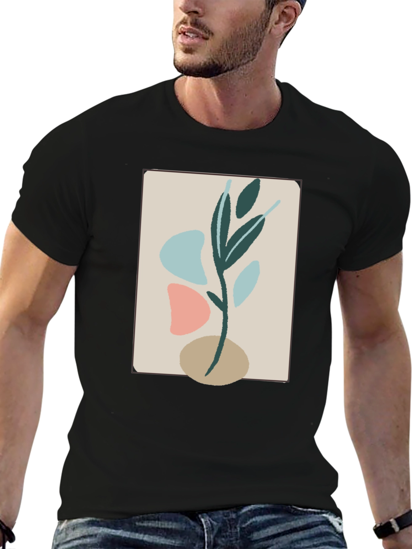 Abstract Botanical Graphic Tee - Modern Art Shirt