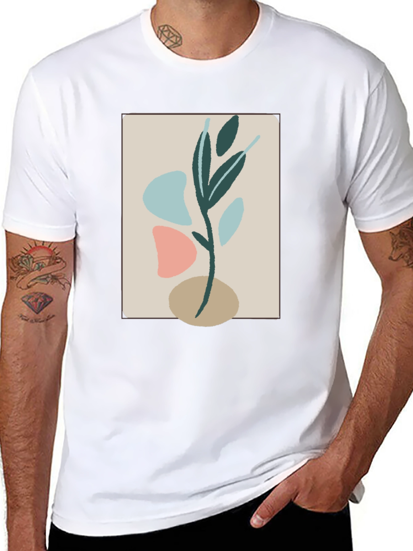 Abstract Botanical Graphic Tee - Modern Art Shirt