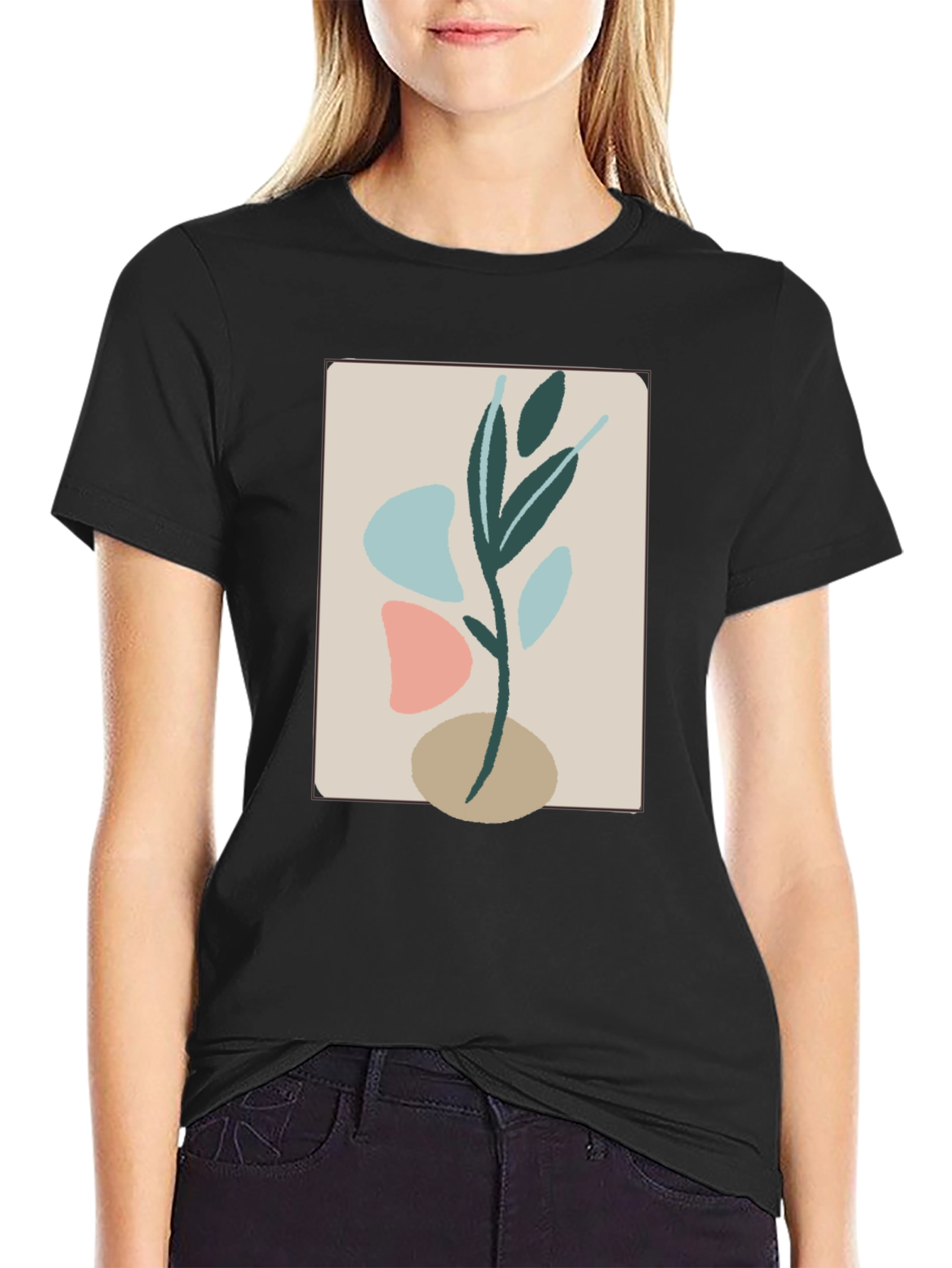 Abstract Botanical Graphic Tee - Modern Art Shirt
