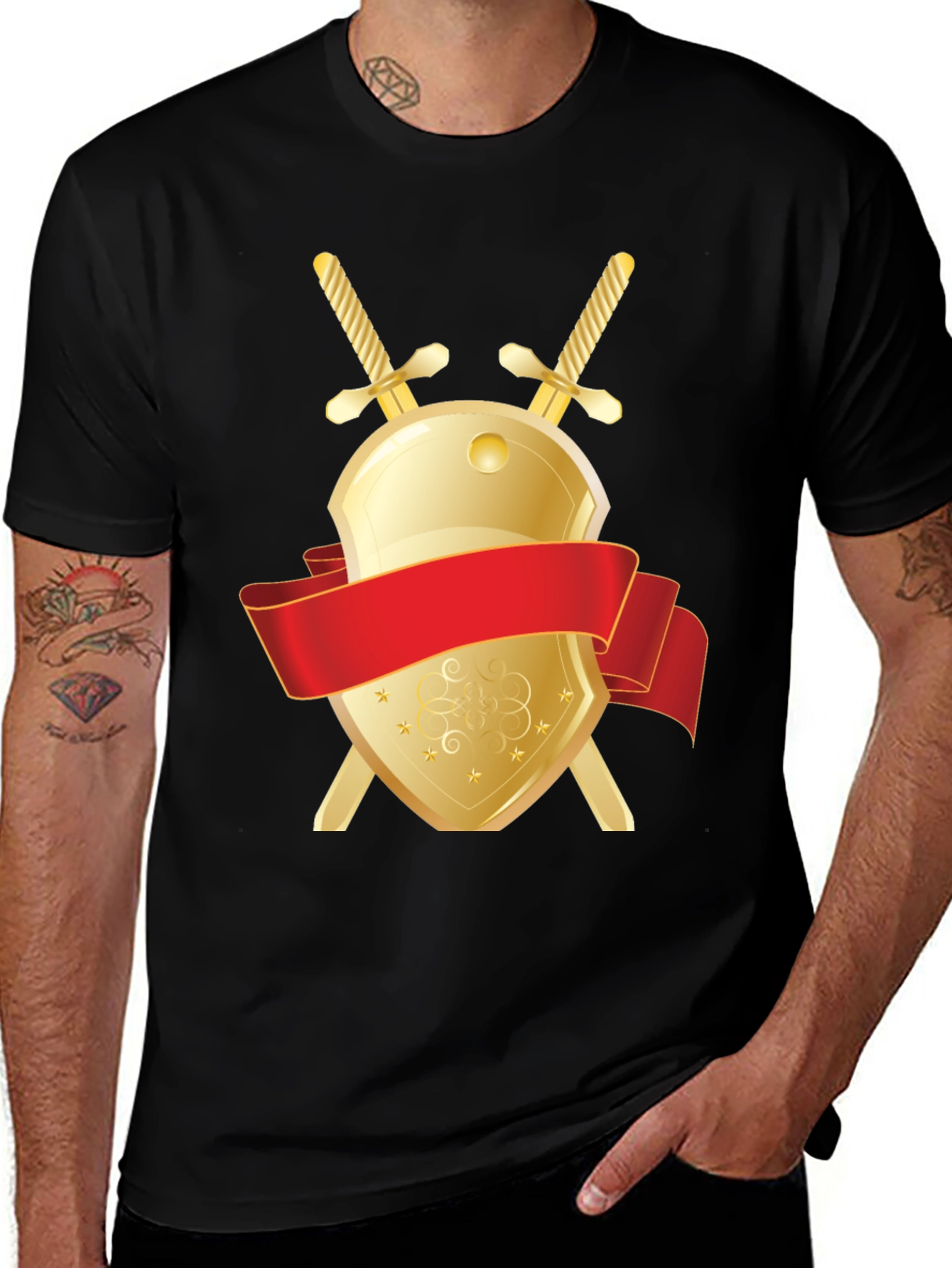Shield & Swords Graphic Black T-Shirt