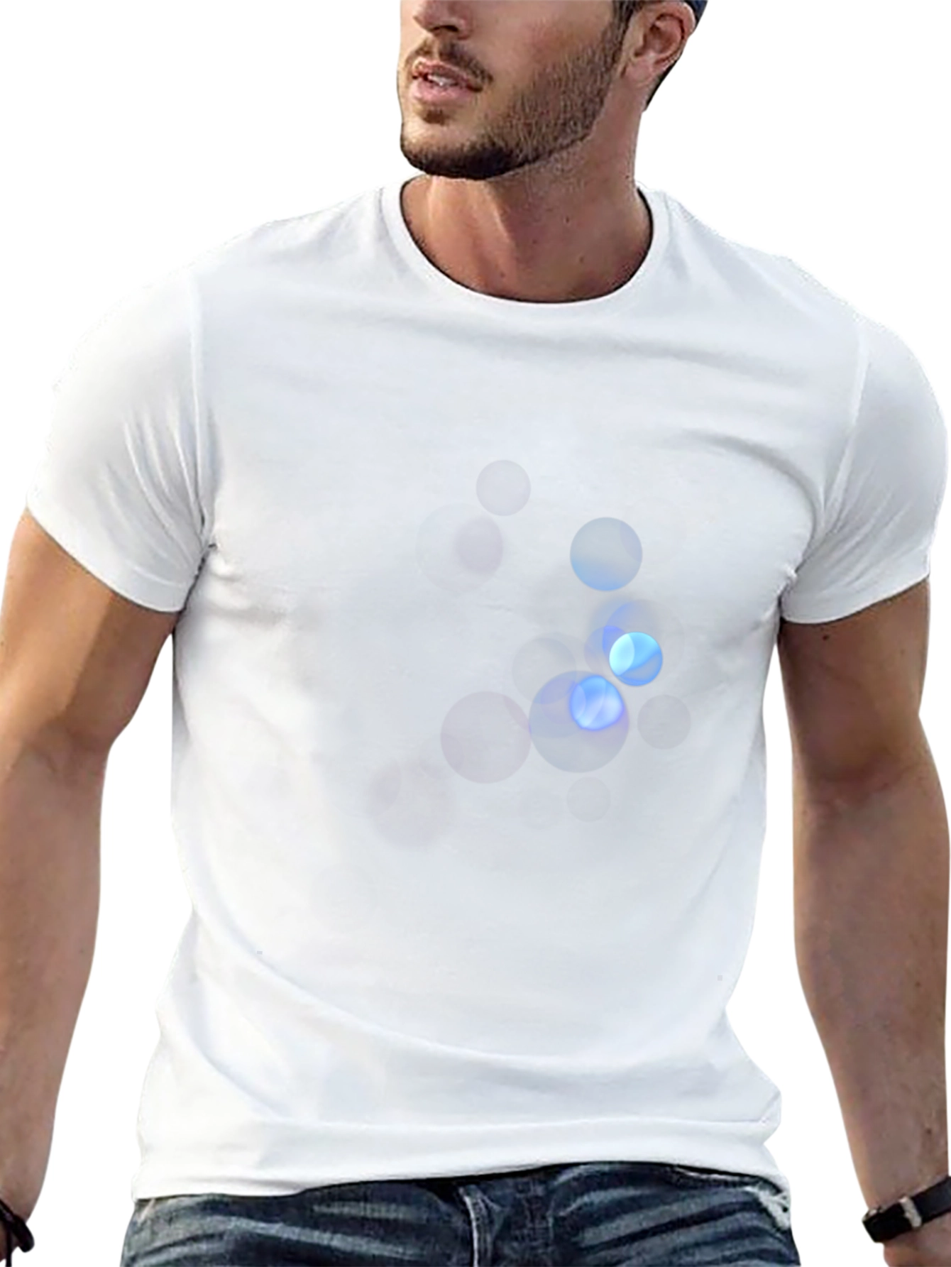 Mens Black Graphic Tee - Abstract Light Design