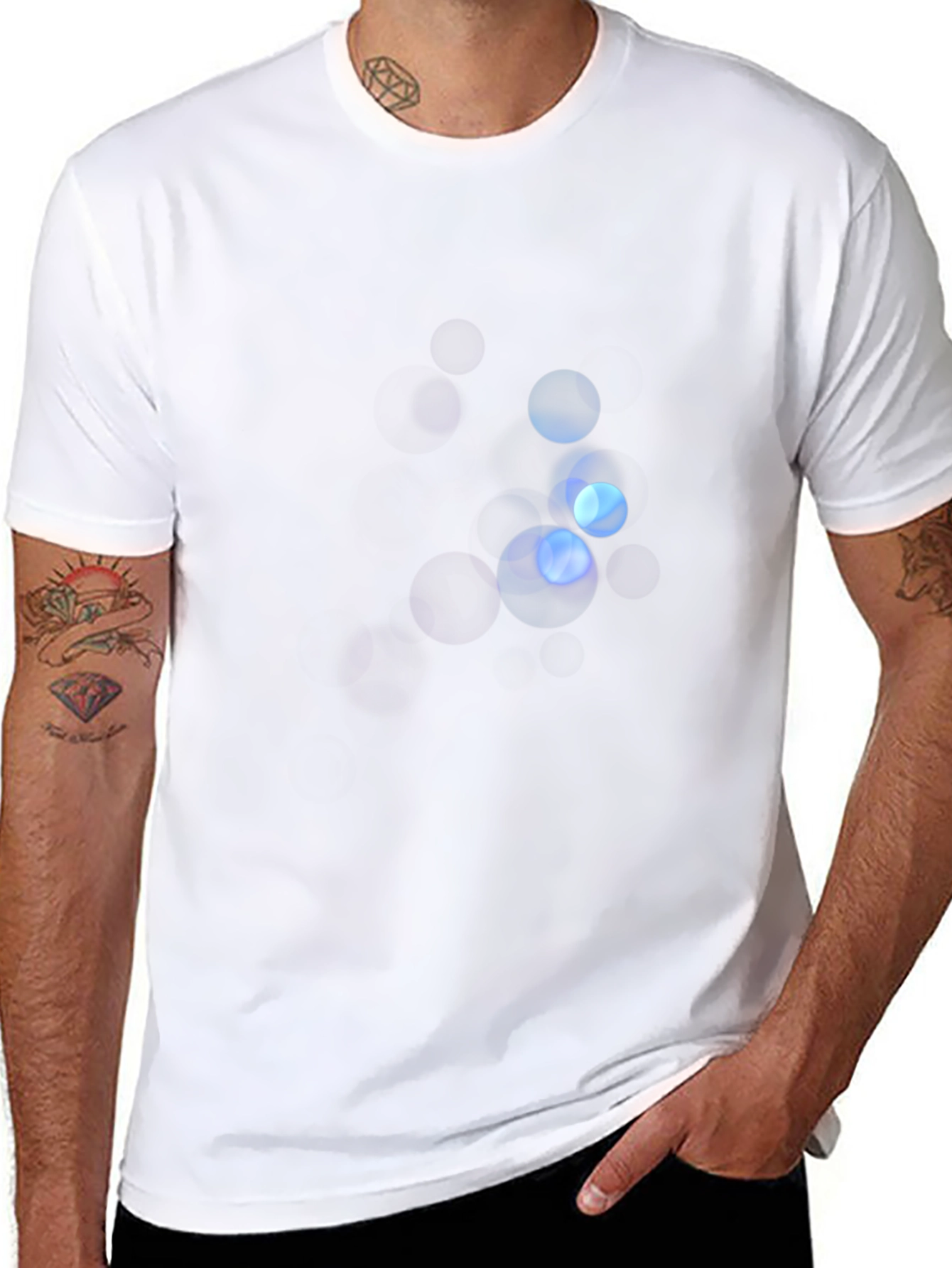 Mens Black Graphic Tee - Abstract Light Design