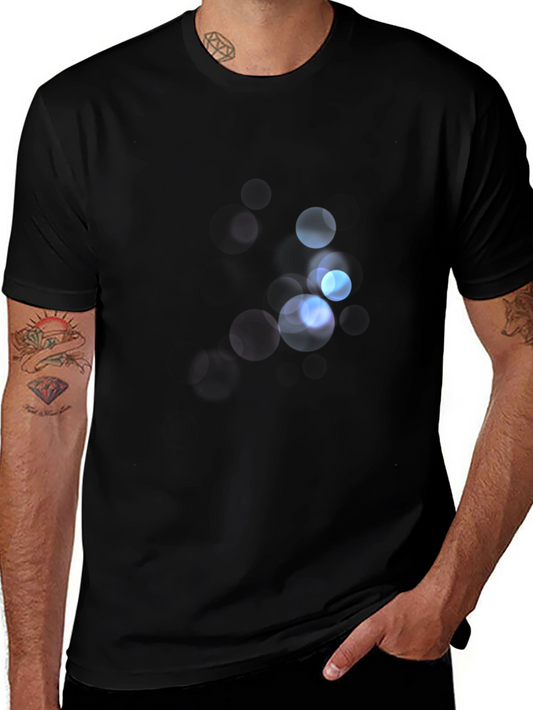 Mens Black Graphic Tee - Abstract Light Design
