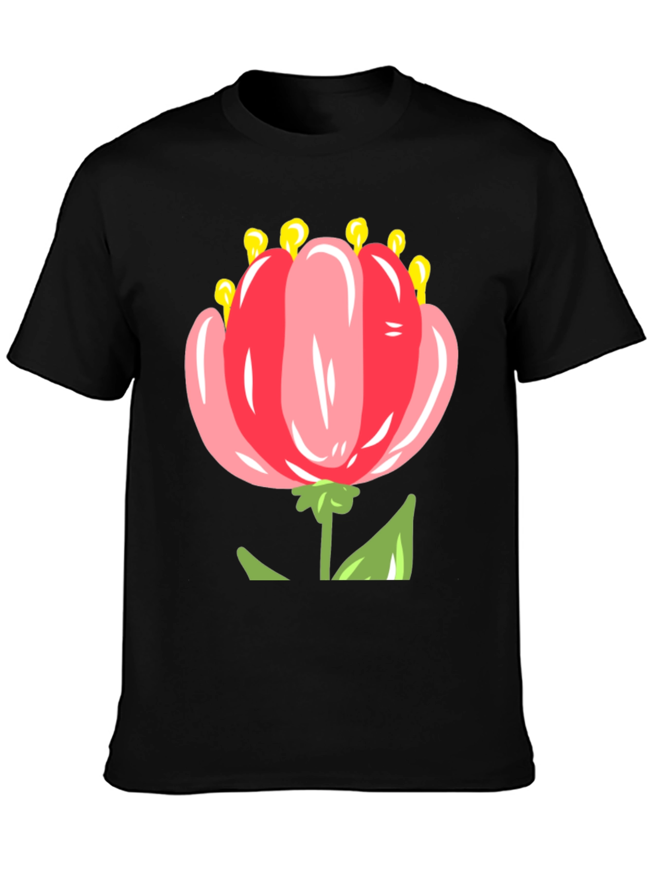 Floral T-Shirt: Pink Tulip Design