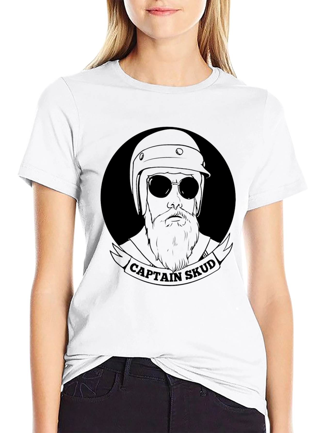 Captain Skud Black T-Shirt - Bearded Biker Style