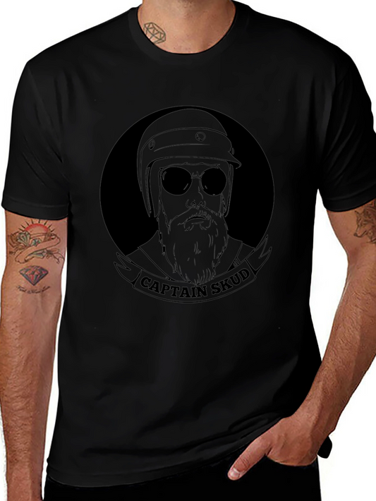 Captain Skud Black T-Shirt - Bearded Biker Style