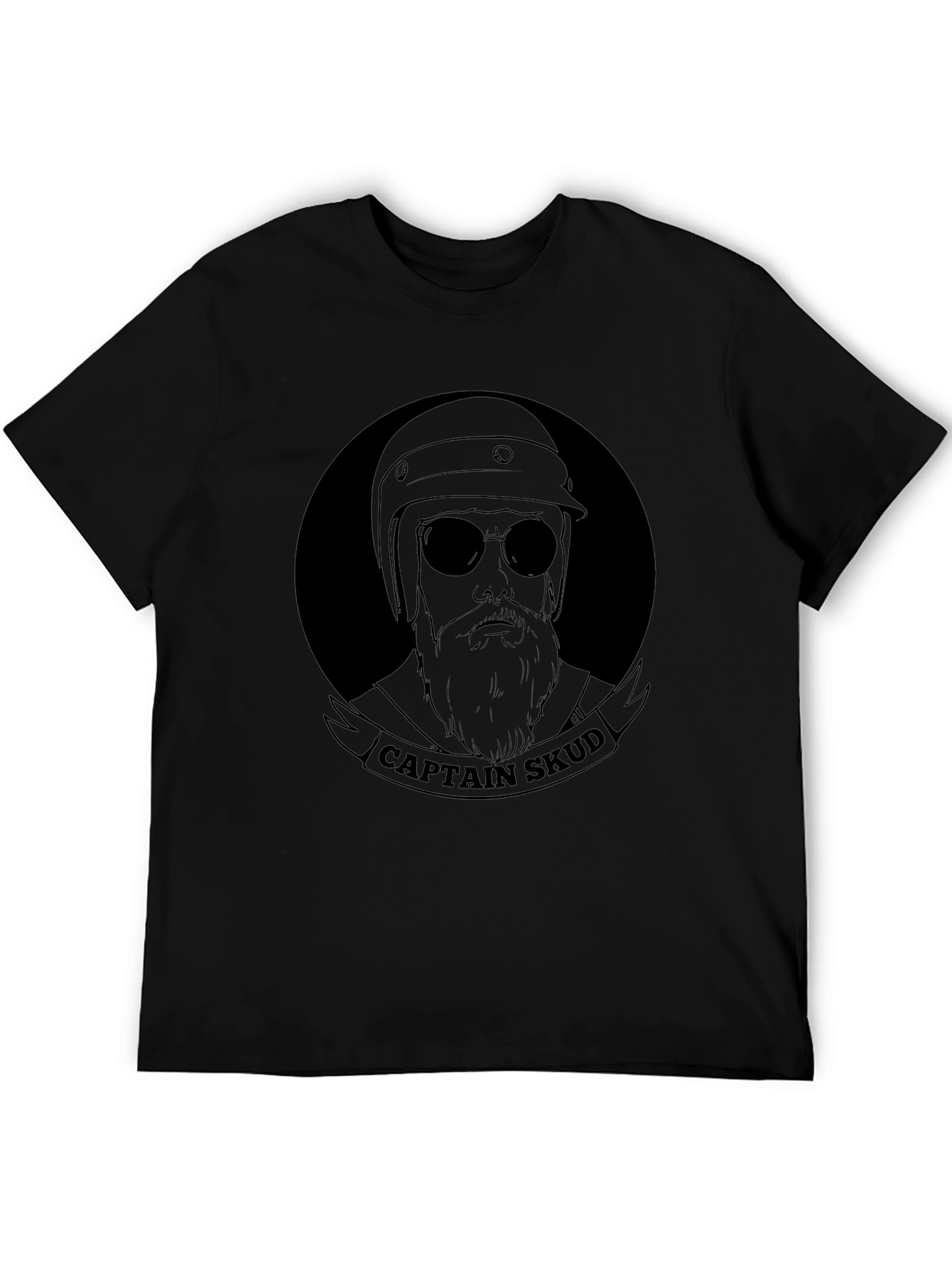Captain Skud Black T-Shirt - Bearded Biker Style