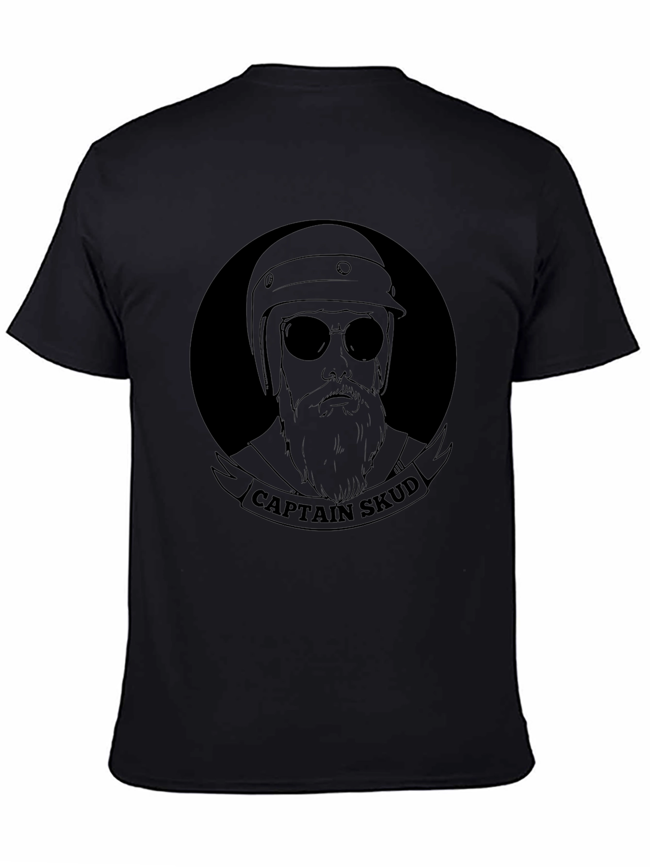 Captain Skud Black T-Shirt - Bearded Biker Style