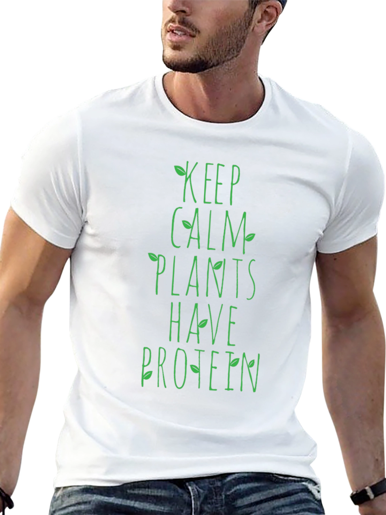 Keep Calm Plants Have Protein Black T-Shirt
