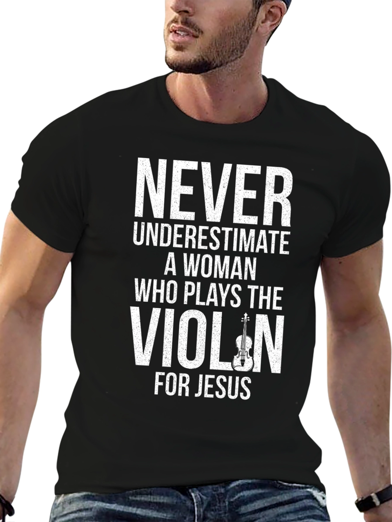 Never Underestimate Violinist For Jesus T-Shirt
