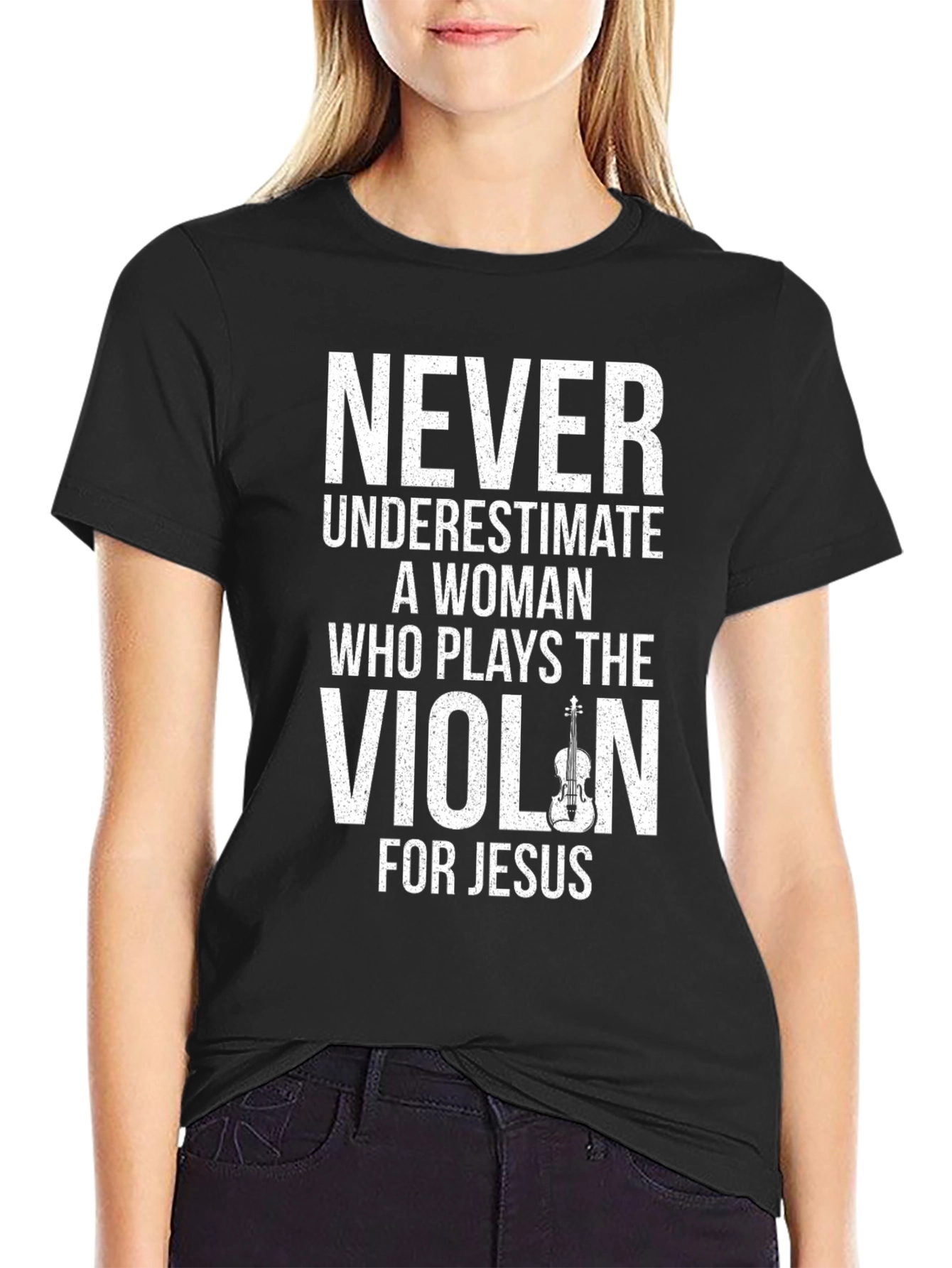 Never Underestimate Violinist For Jesus T-Shirt