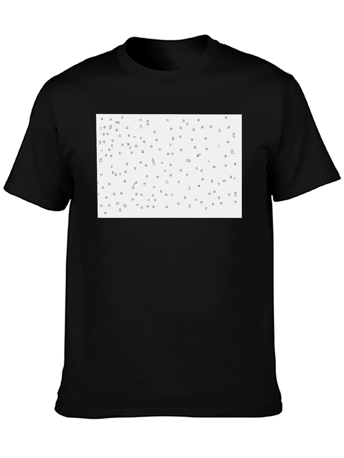 Geometric Square Pattern Black Tee