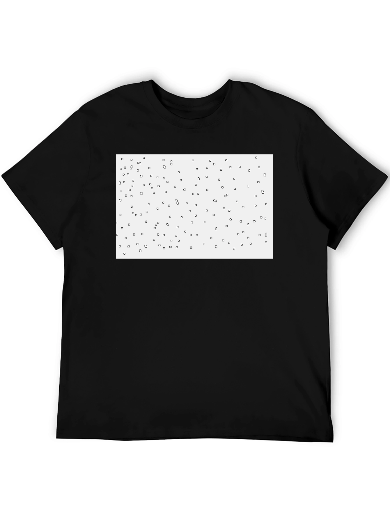 Geometric Square Pattern Black Tee