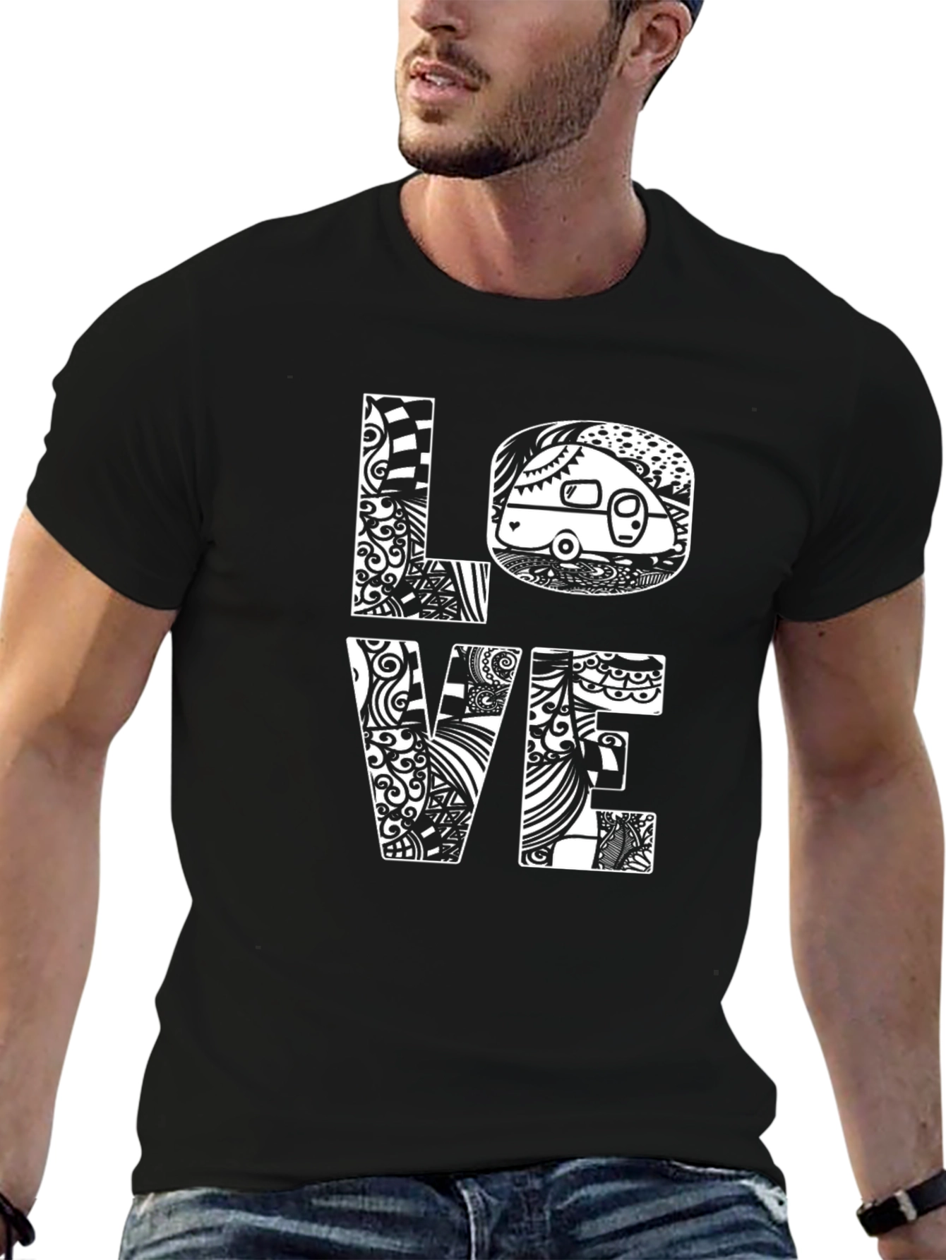 LOVE Camping Graphic T-Shirt - Black
