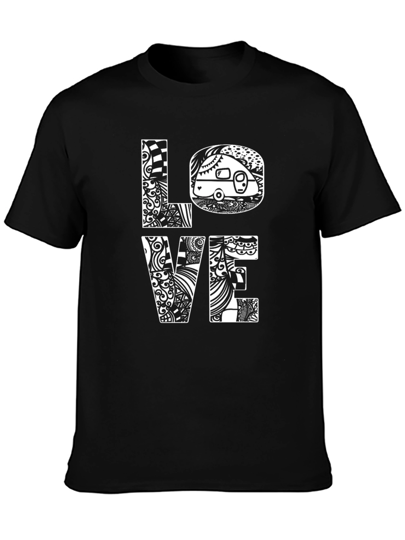 LOVE Camping Graphic T-Shirt - Black