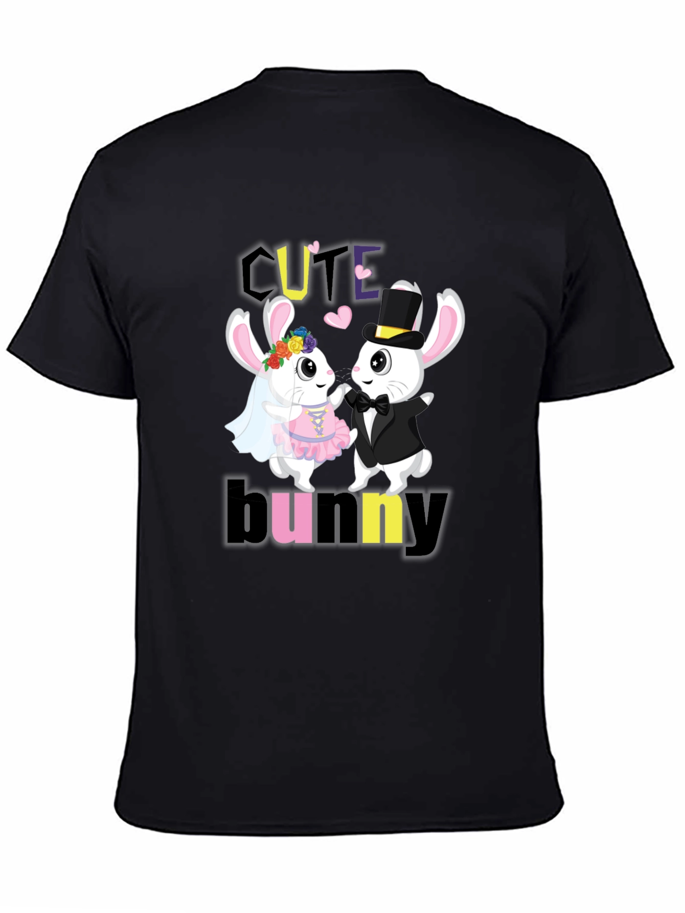 Cute Bunny Couple Graphic T-Shirt