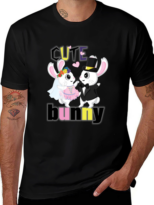 Cute Bunny Couple Graphic T-Shirt