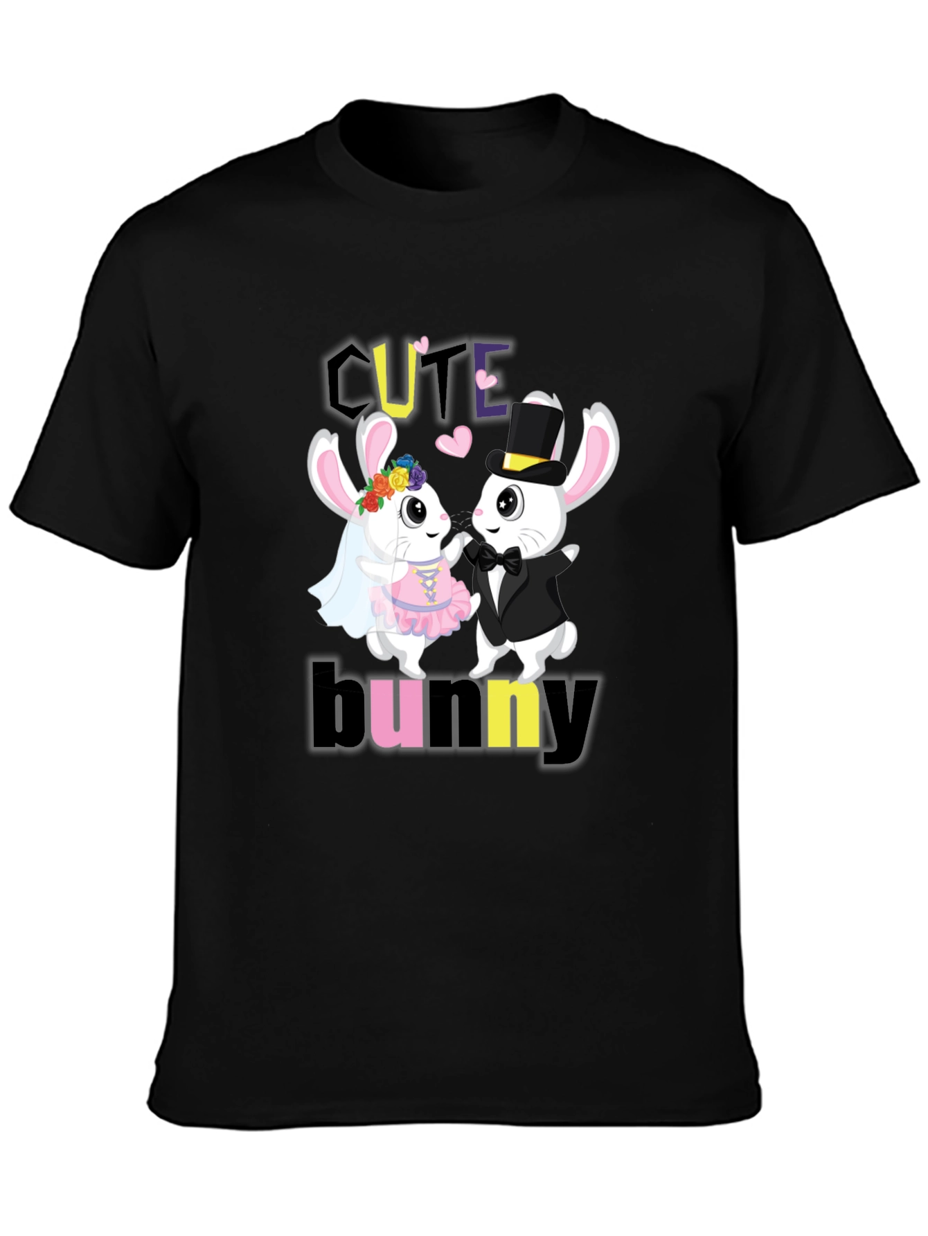 Cute Bunny Couple Graphic T-Shirt