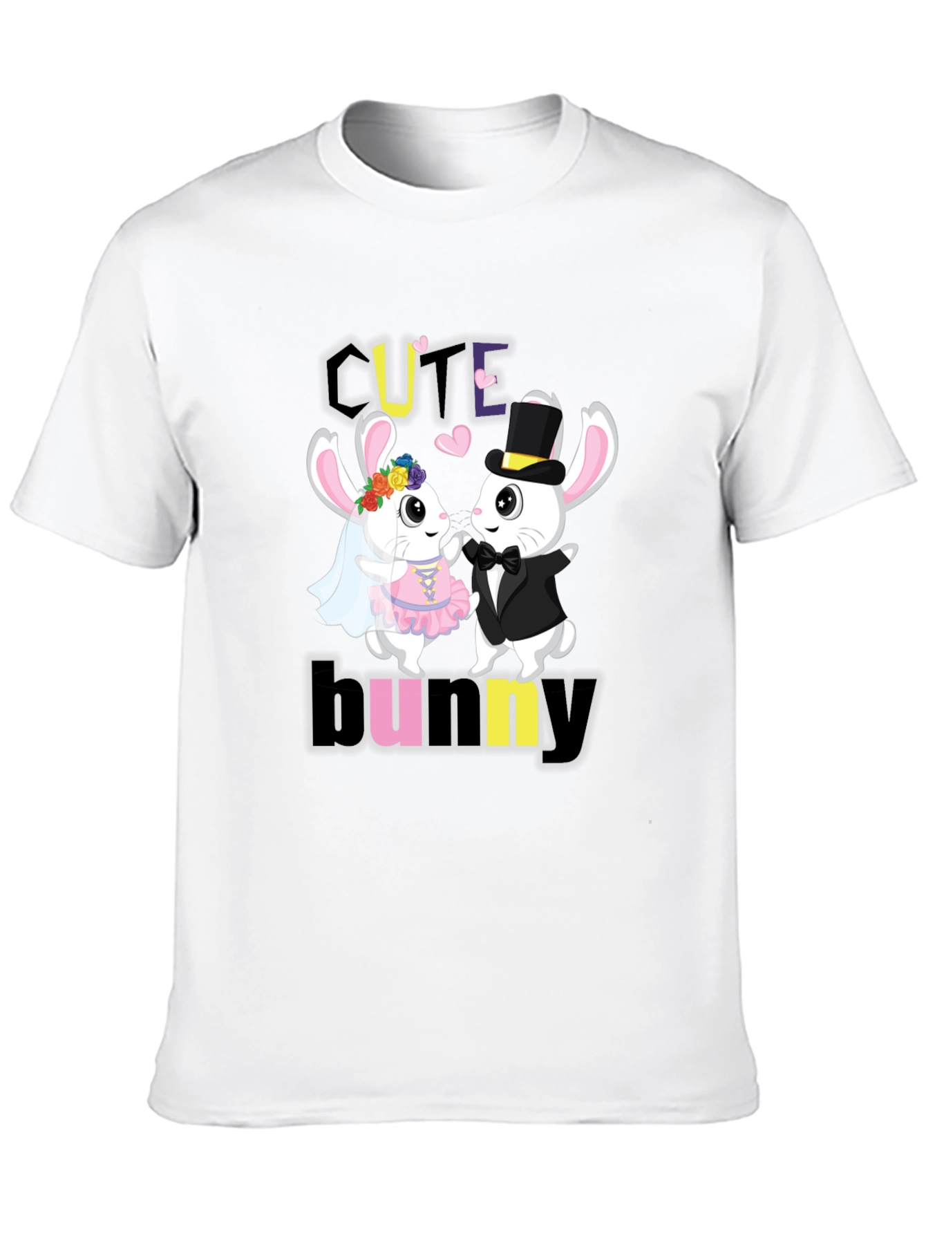 Cute Bunny Couple Graphic T-Shirt