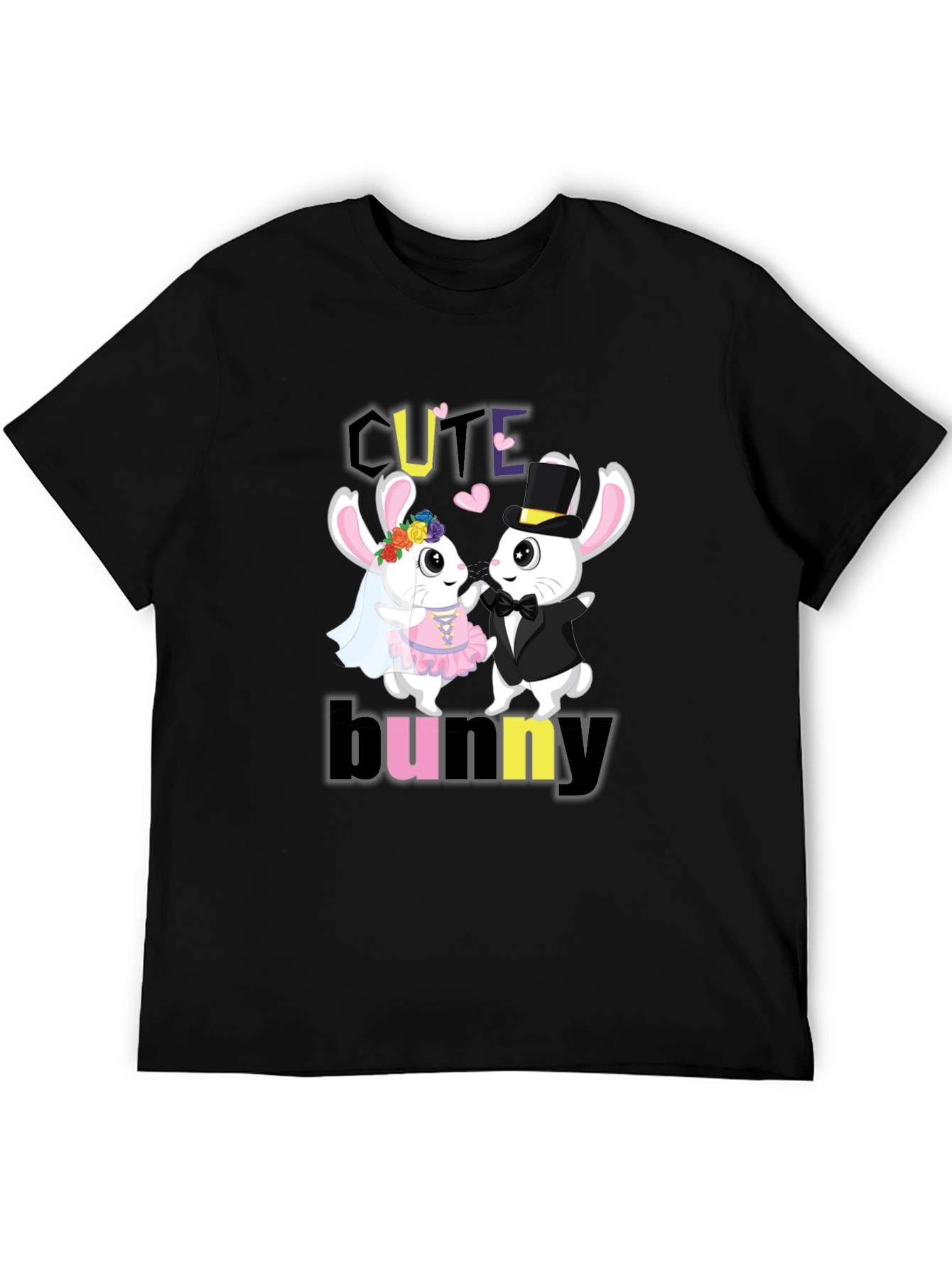 Cute Bunny Couple Graphic T-Shirt