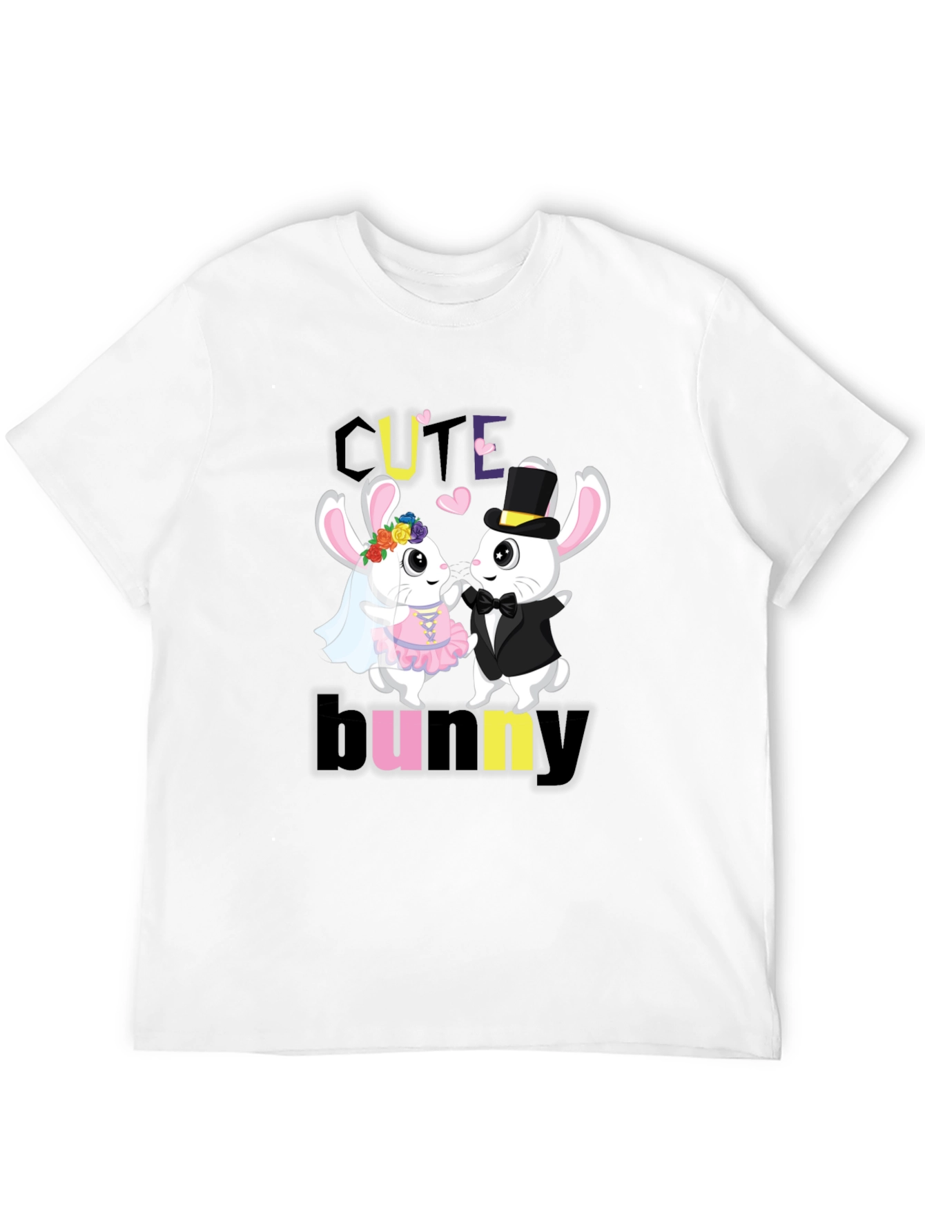 Cute Bunny Couple Graphic T-Shirt
