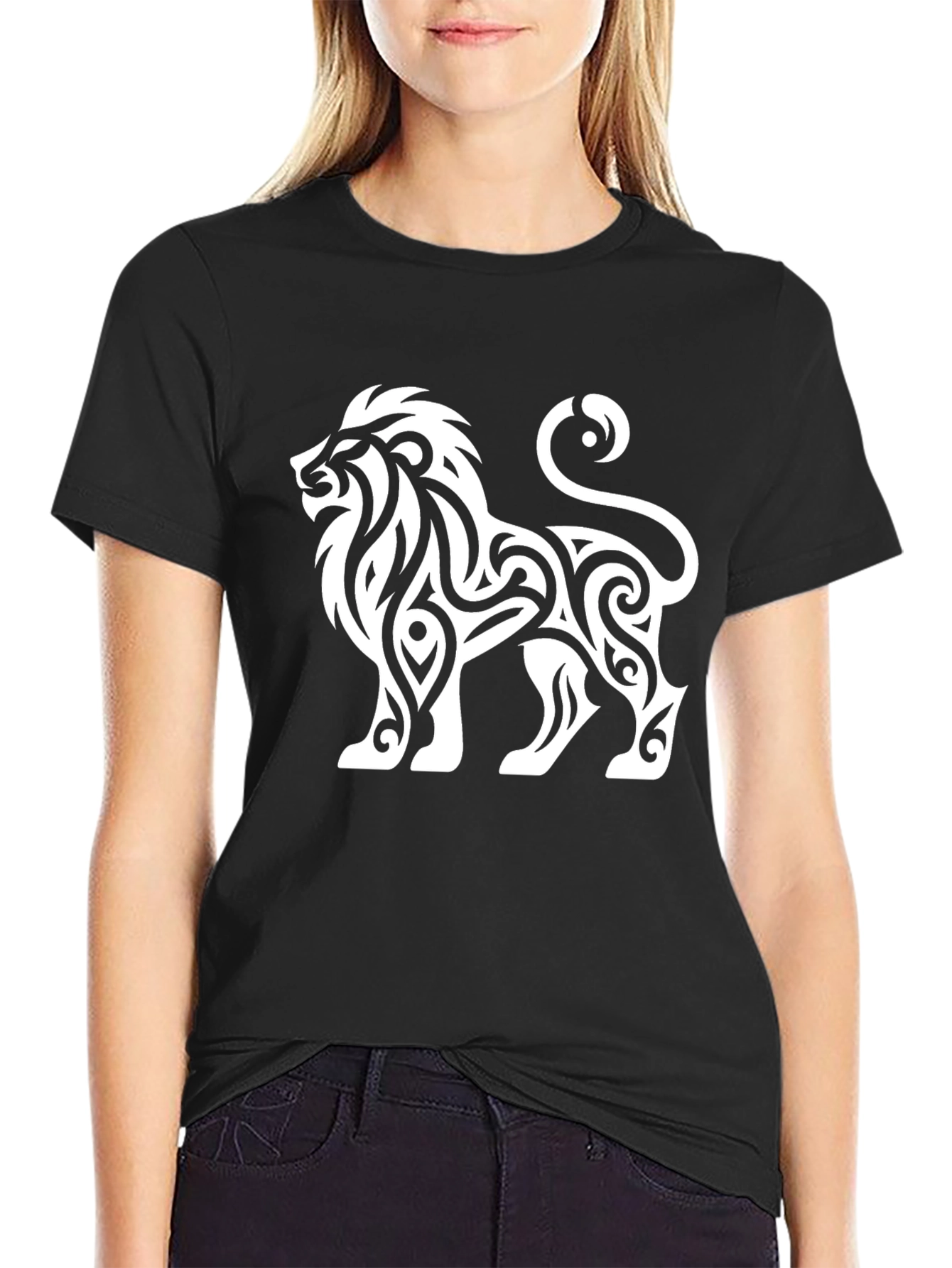 Tribal Lion Graphic Black T-Shirt