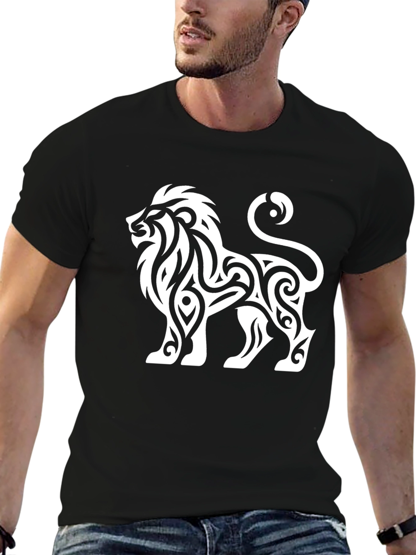 Tribal Lion Graphic Black T-Shirt