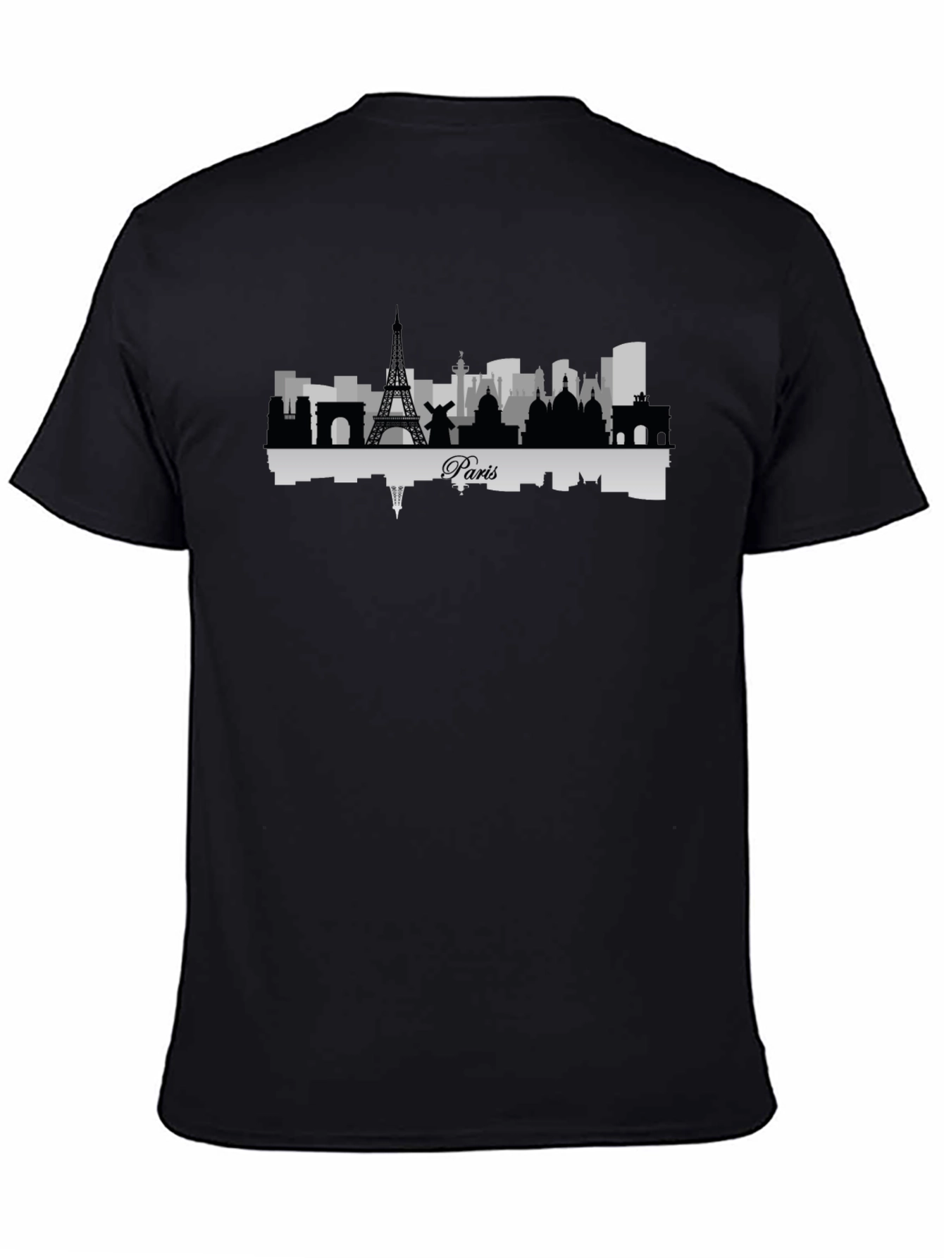 Paris Skyline Graphic Tee - Mens Black T-Shirt