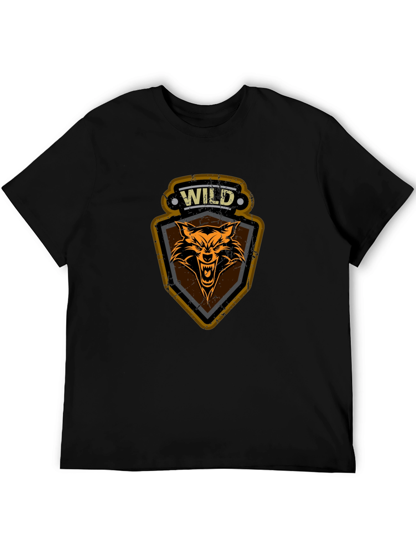 Wild Wolf Graphic Print T-Shirt - Black