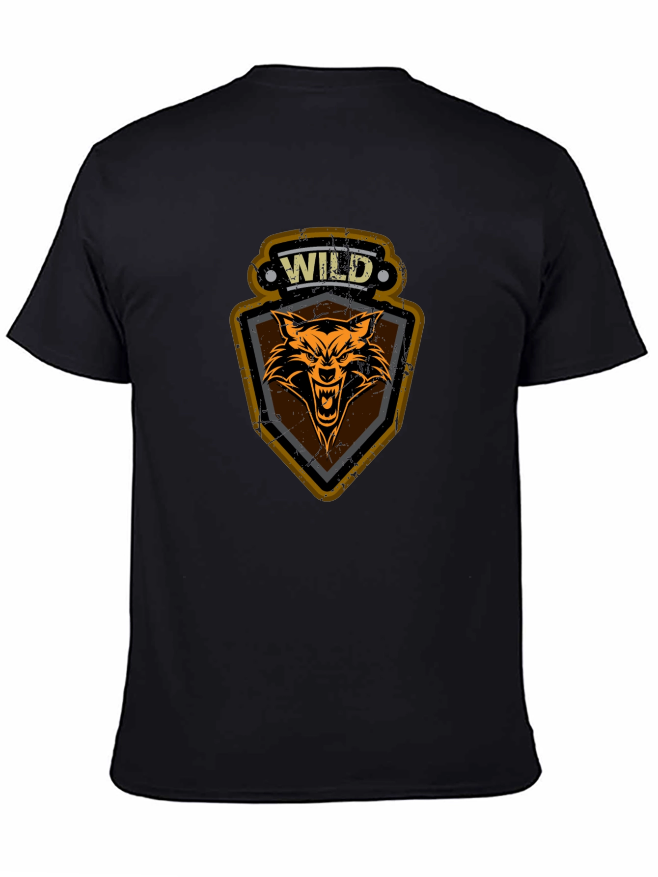 Wild Wolf Graphic Print T-Shirt - Black
