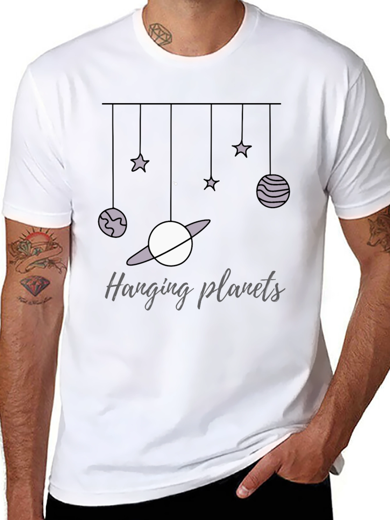 Hanging Planets Graphic Tee - Stylish Comfort