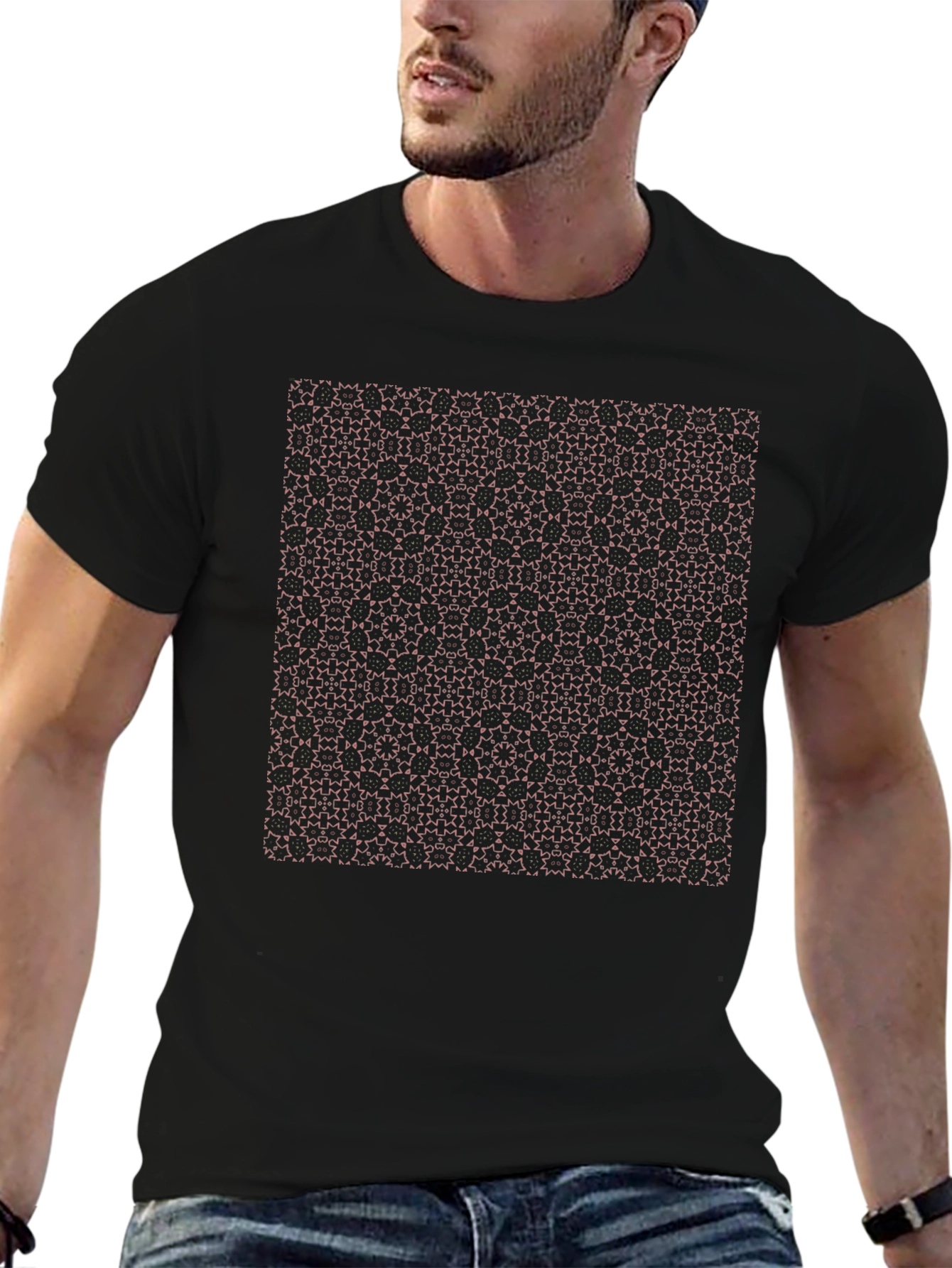 Geometric Pattern Black T-Shirt