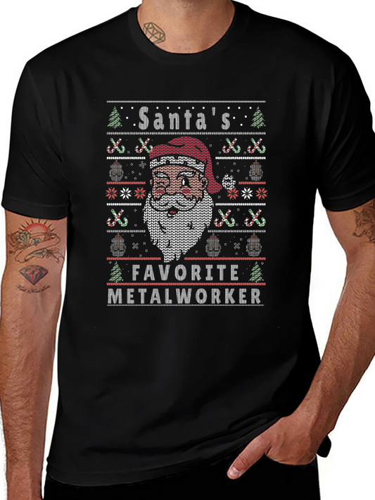 Santas Favorite Metalworker Holiday Graphic Tee