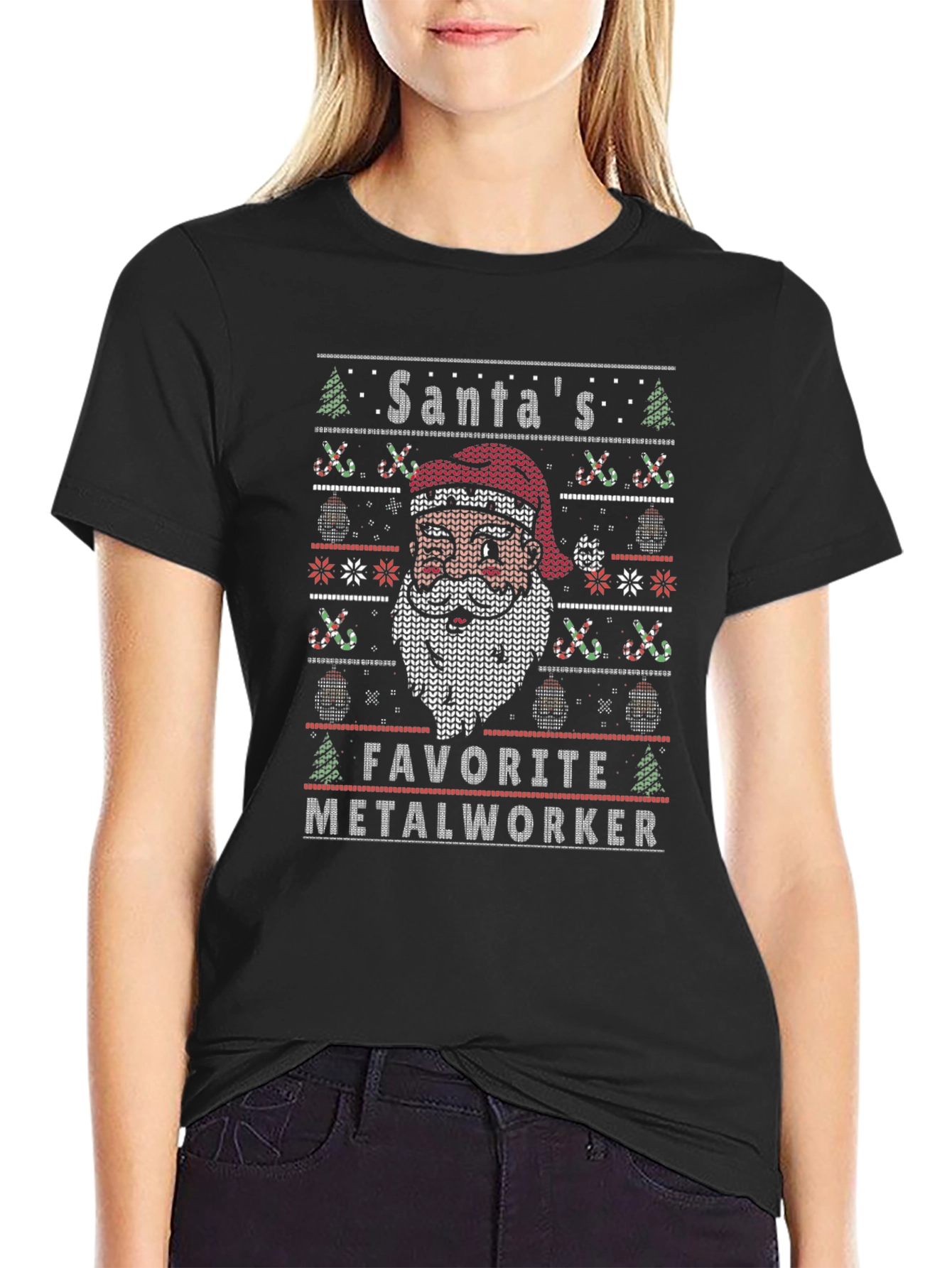 Santas Favorite Metalworker Holiday Graphic Tee
