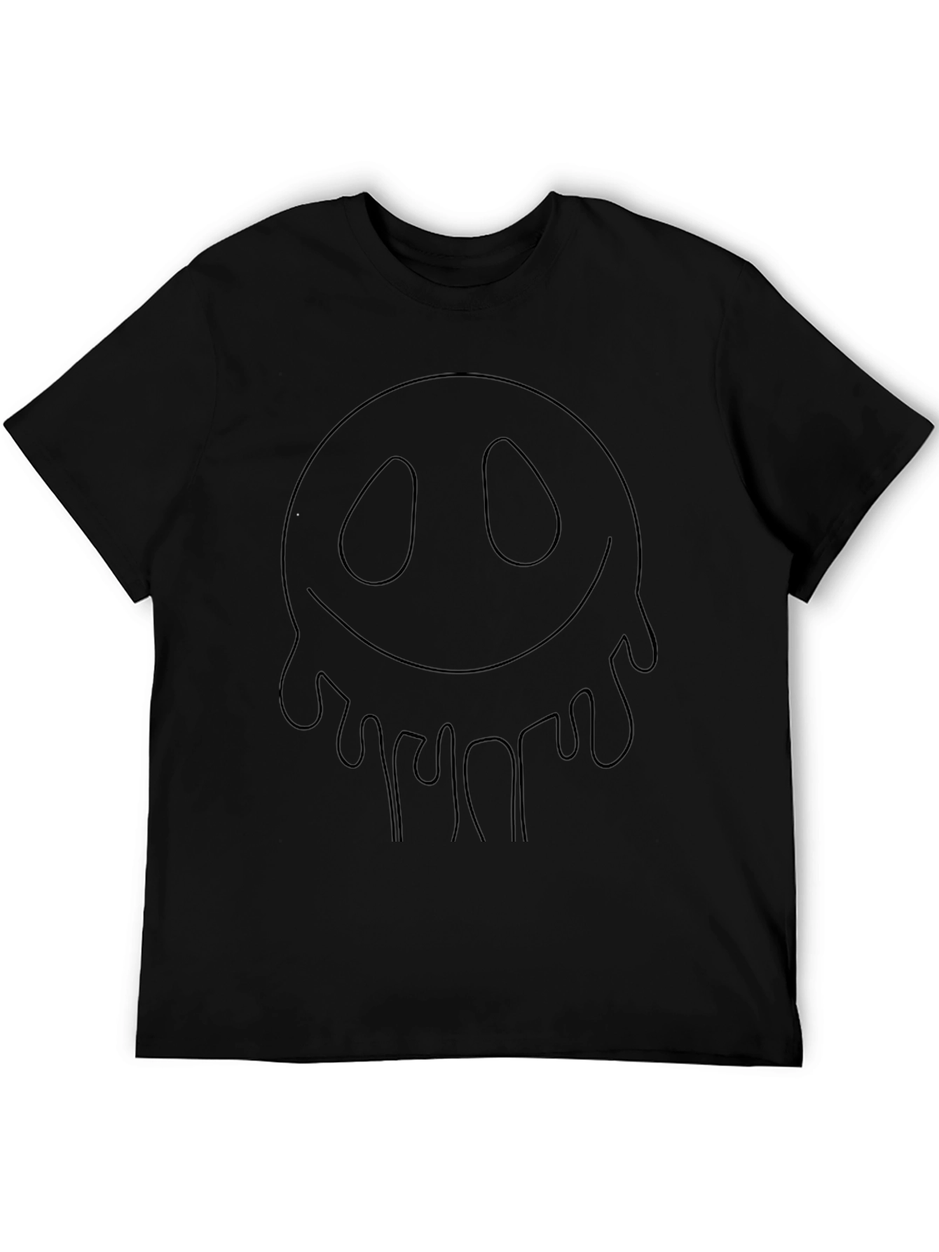 Dripping Smiley Face Graphic Black T-Shirt