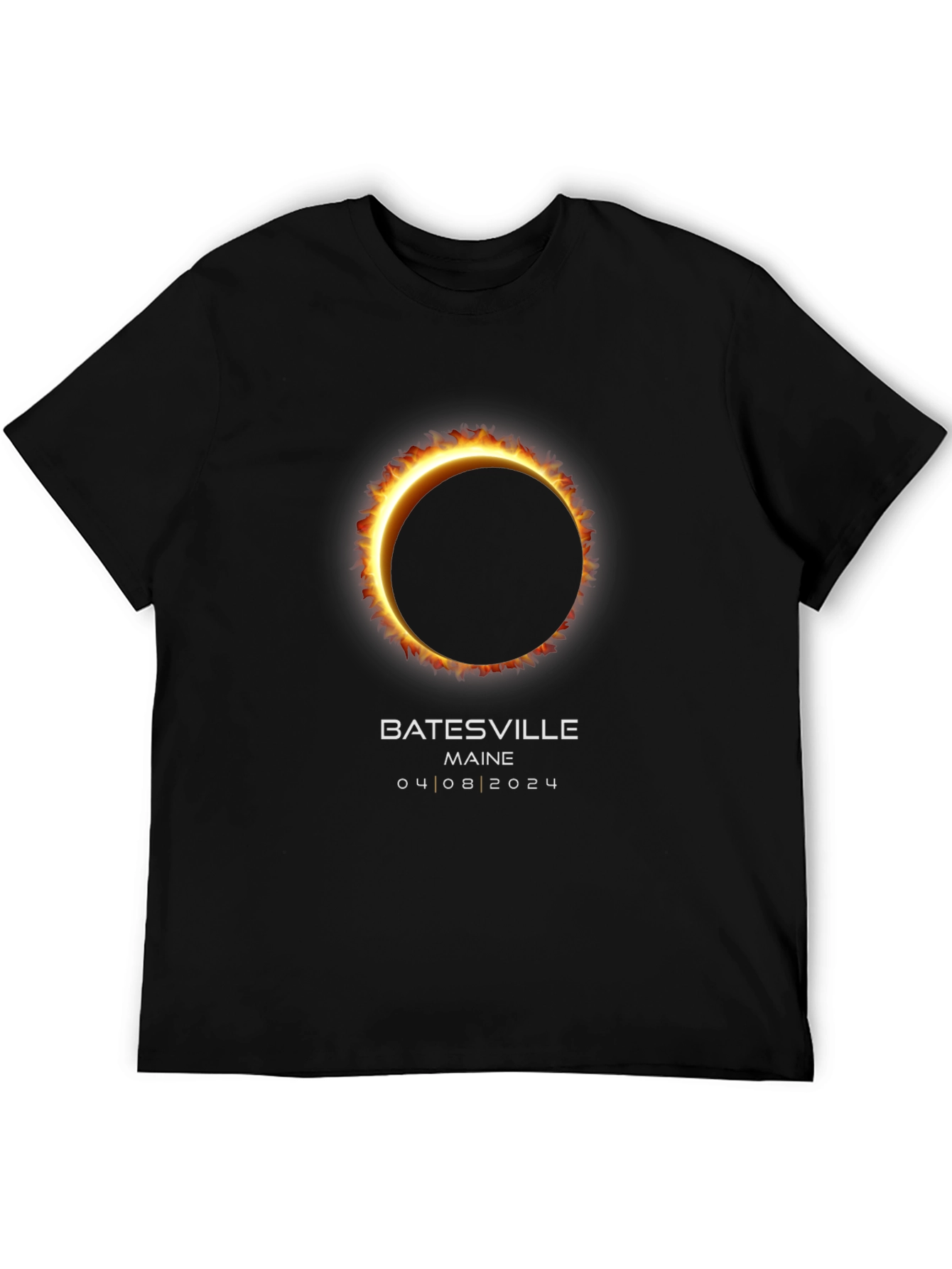 Batesville Maine Eclipse 04/08/2024 Black T-Shirt